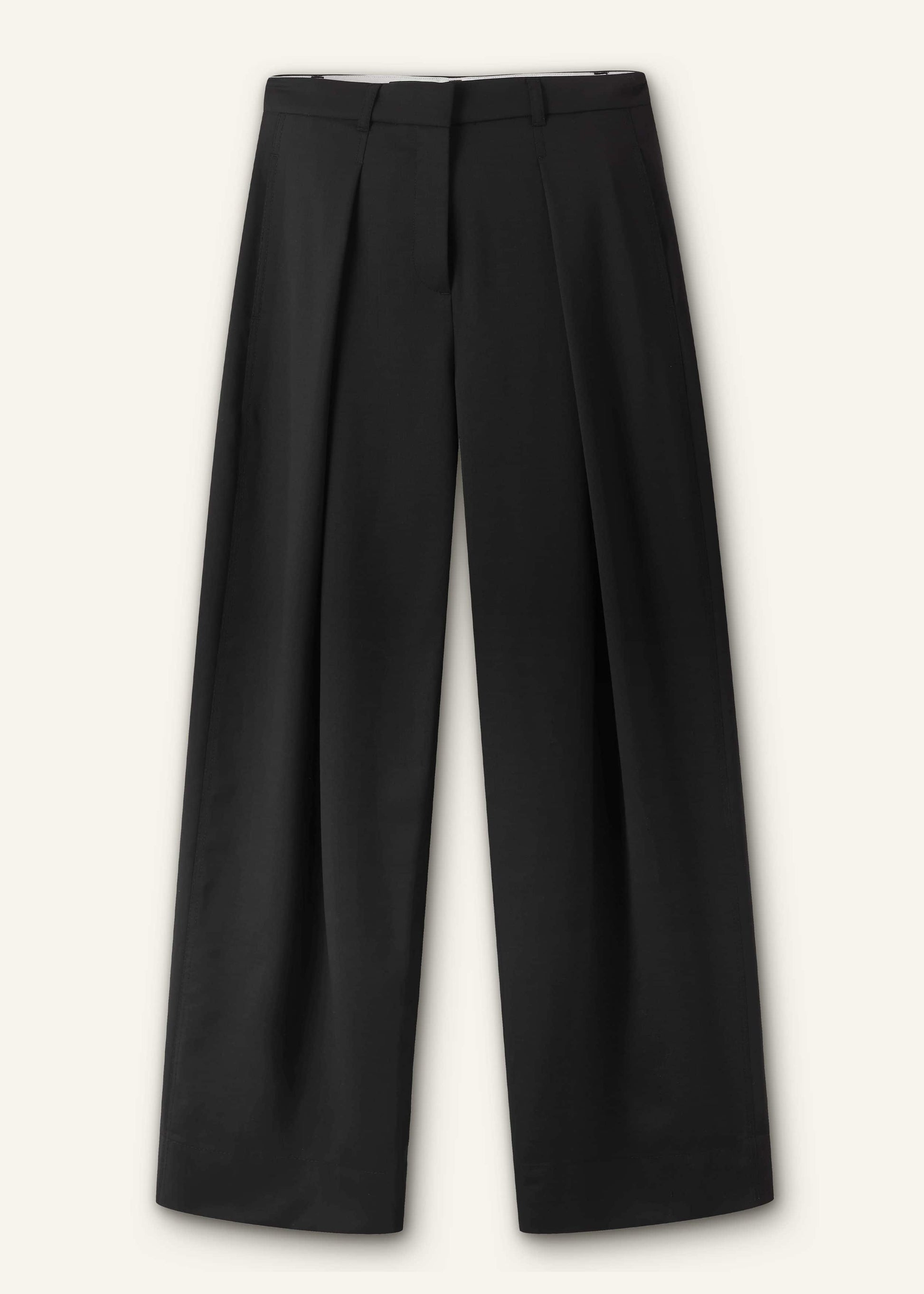 ME and EM Clothing Black Wool Exaggerated Tapered Pleat Pant