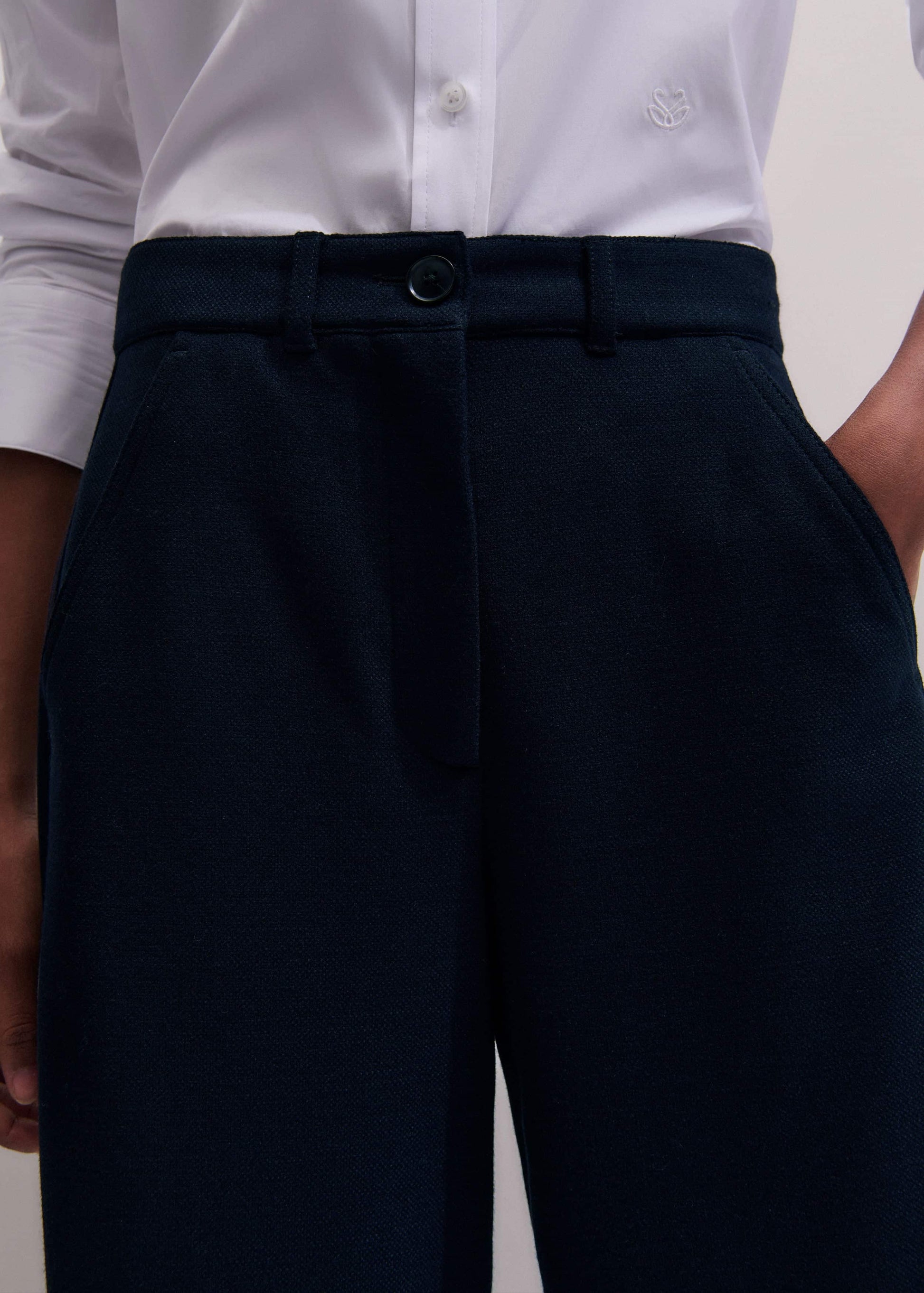 ME and EM Clothing Navy Textured Extreme Tapered Pant
