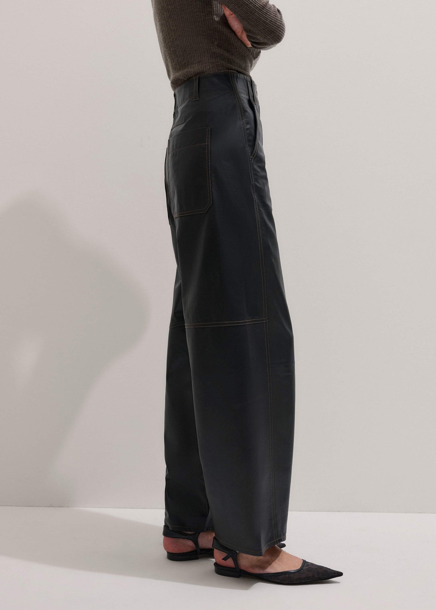 ME and EM Clothing Black Leather Extreme Tapered Pant