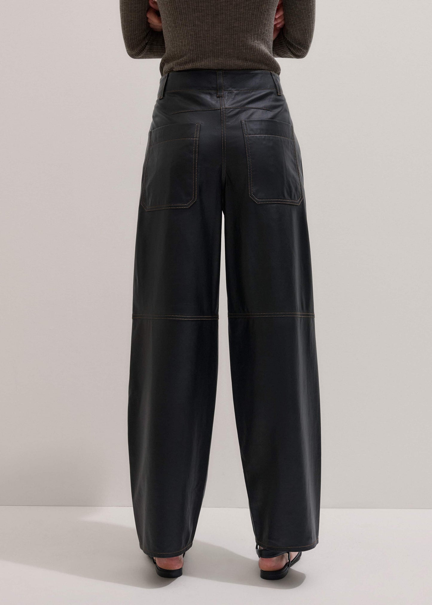 ME and EM Clothing Black Leather Extreme Tapered Pant