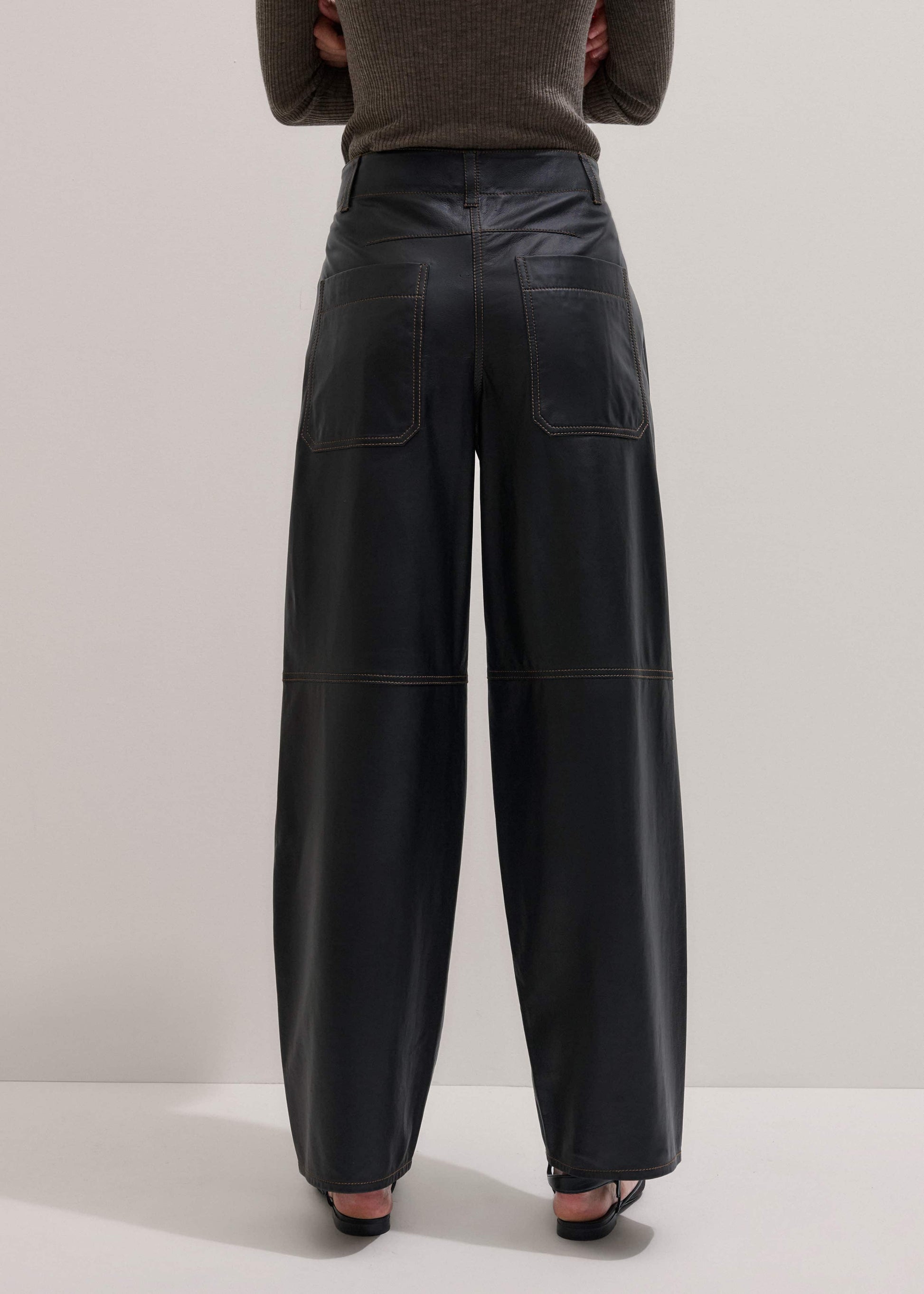 ME and EM Clothing Black Leather Extreme Tapered Pant
