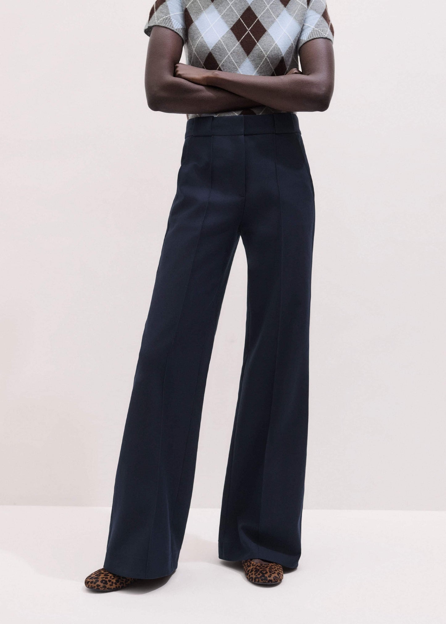 ME and EM Clothing Navy Tailored Leg Elongator Pant