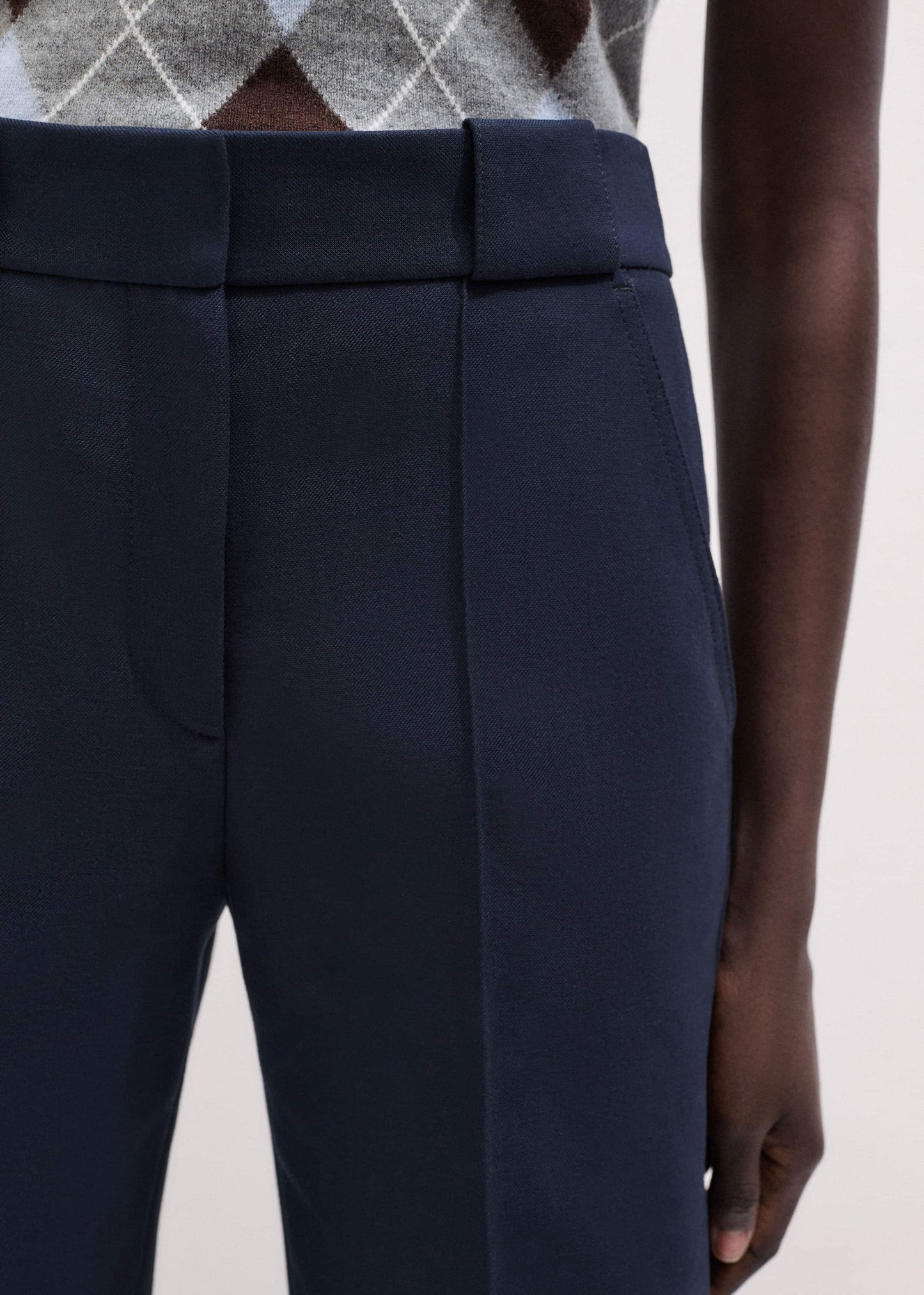ME and EM Clothing Navy Tailored Leg Elongator Pant