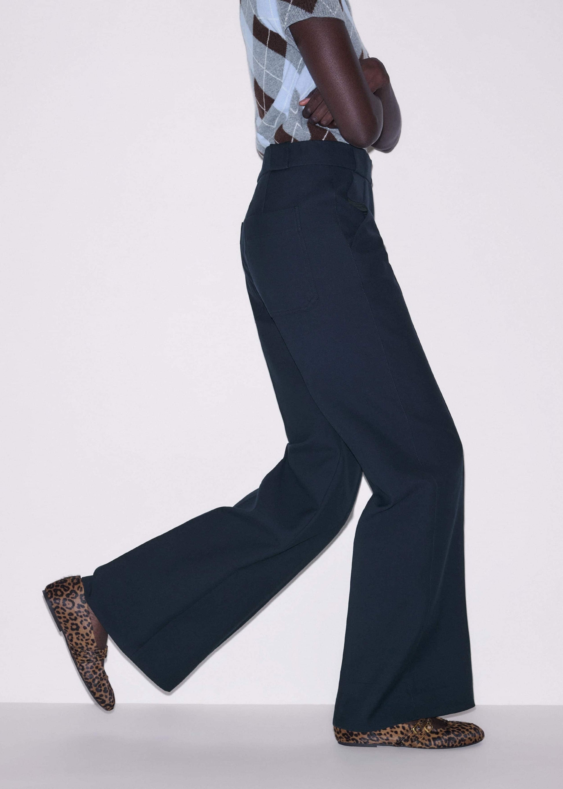 ME and EM Clothing Navy Tailored Leg Elongator Pant