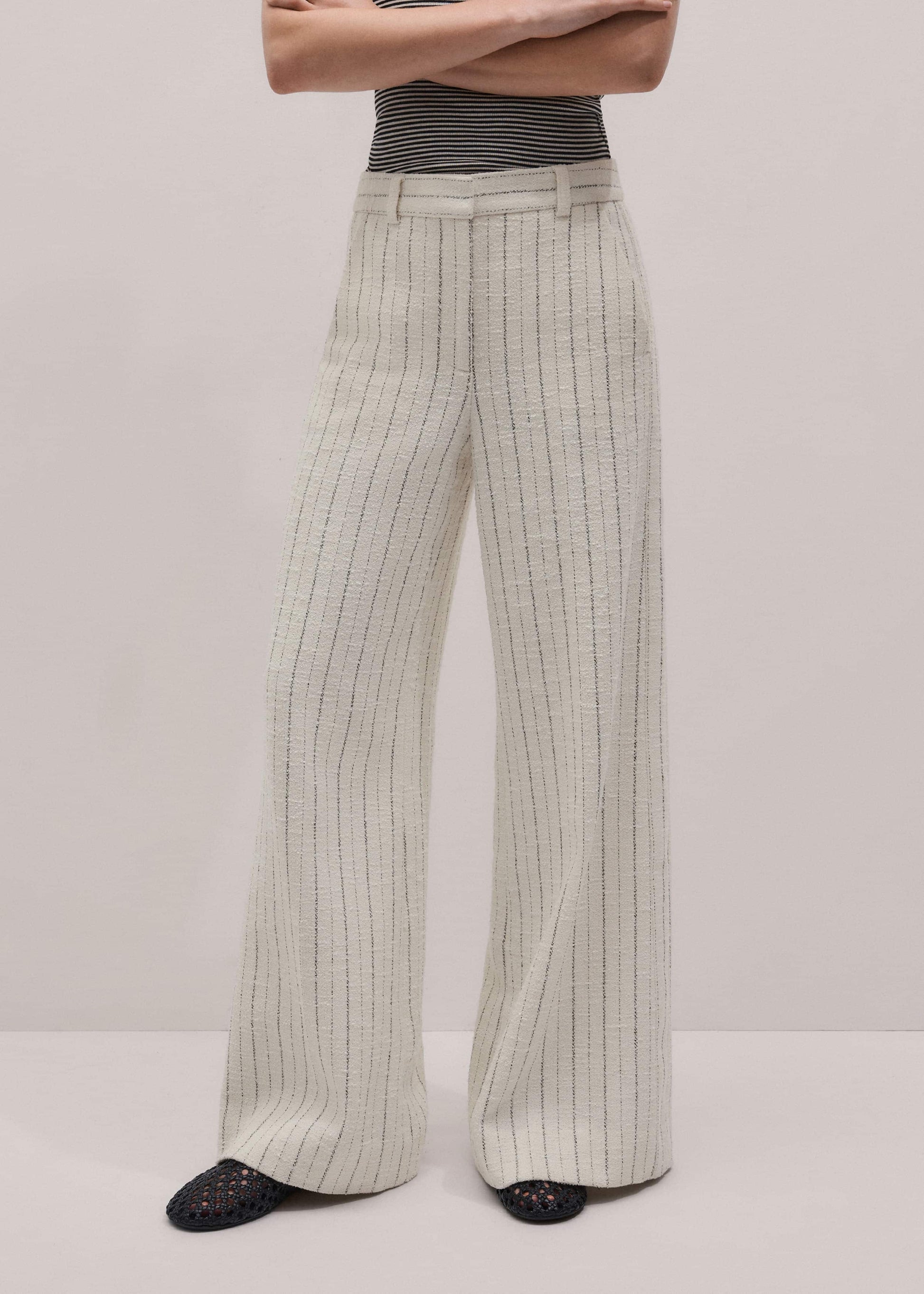 ME and EM Clothing Ivory Striped Leg Elongator Pant