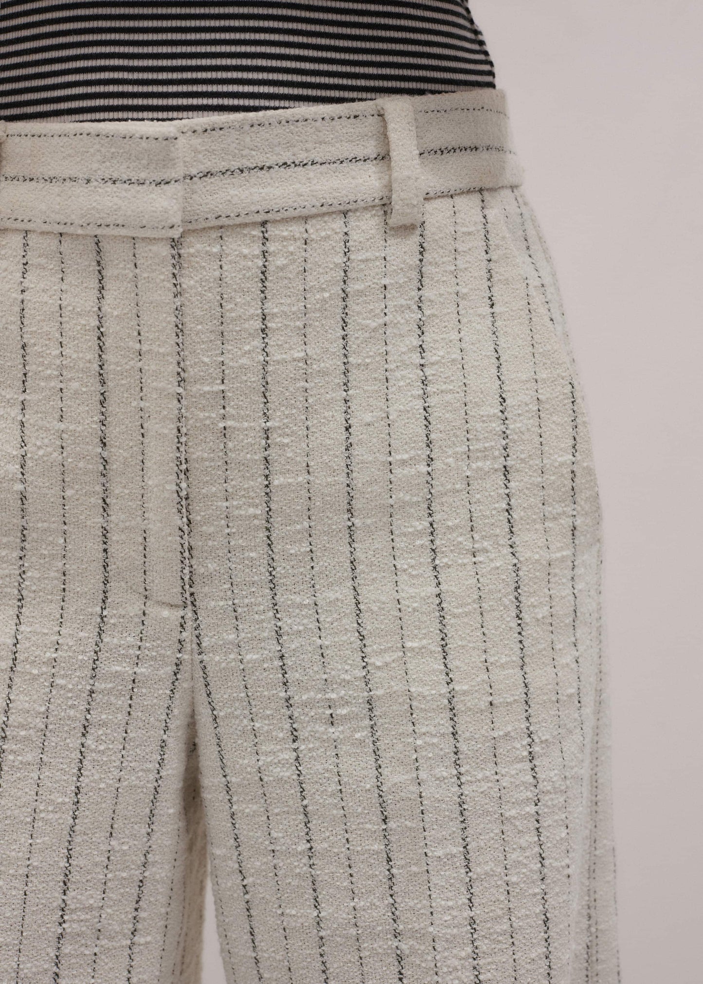 ME and EM Clothing Ivory Striped Leg Elongator Pant
