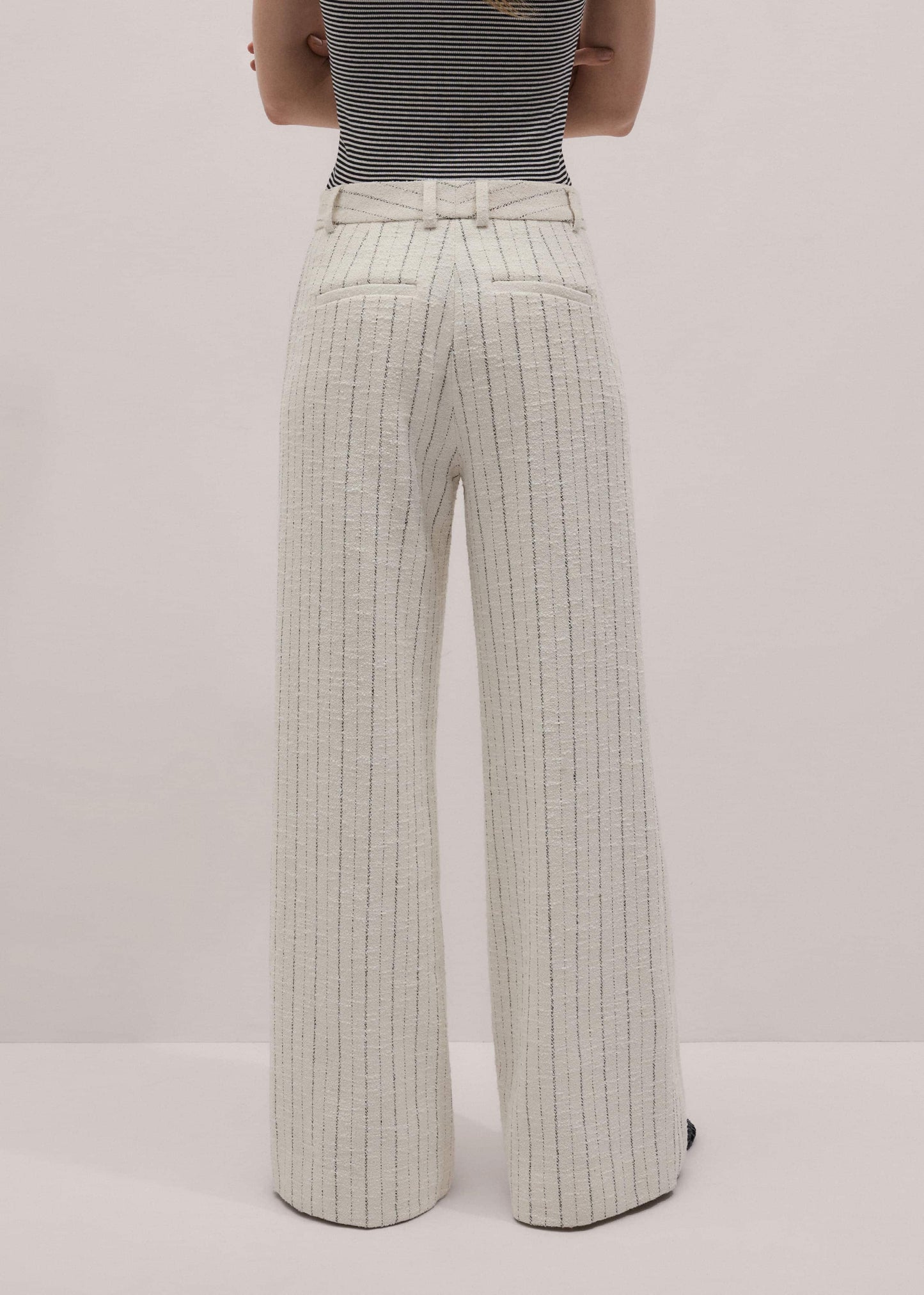 ME and EM Clothing Ivory Striped Leg Elongator Pant