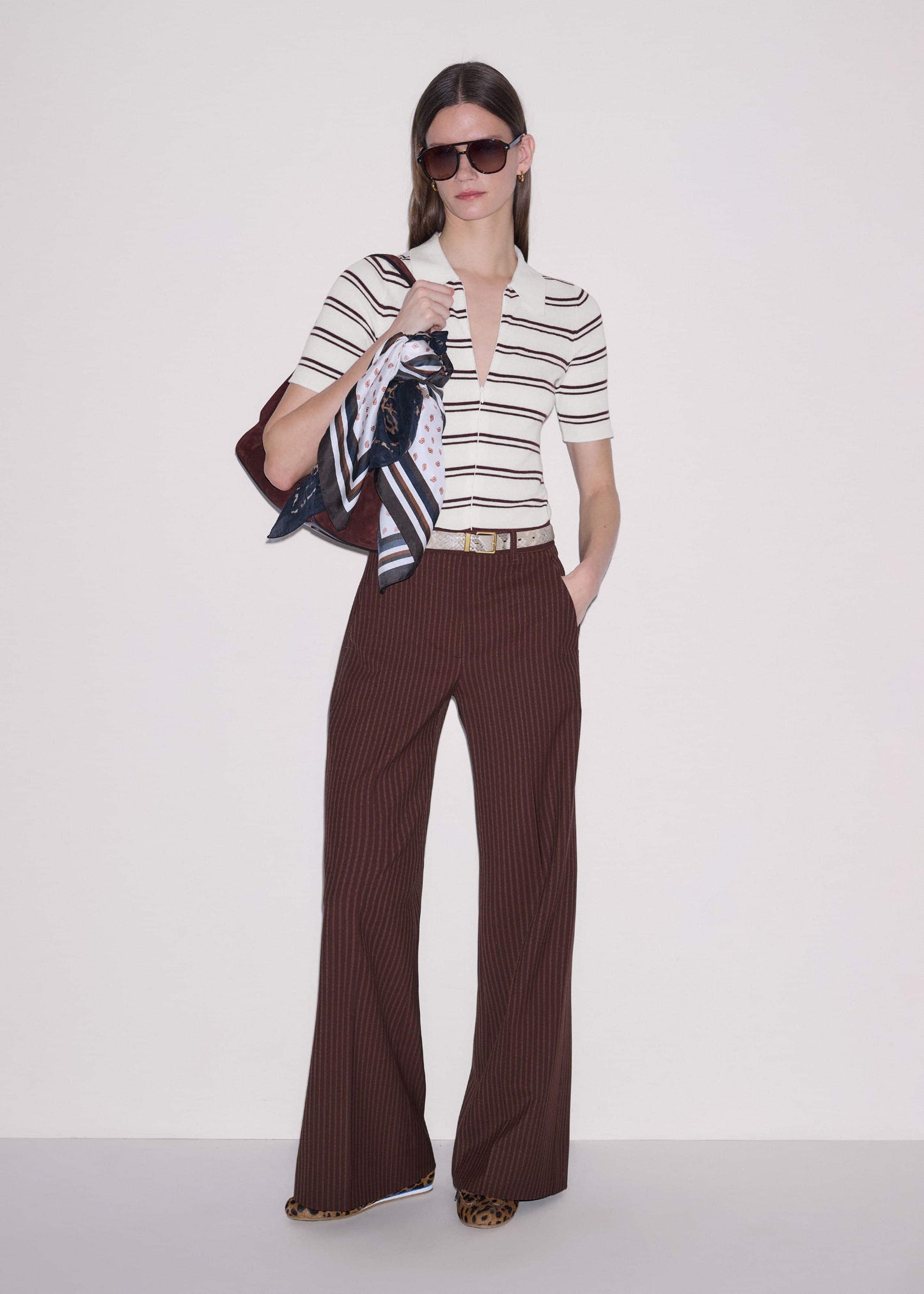 ME and EM Clothing Cinnamon Pinstripe Leg Elongator Pant