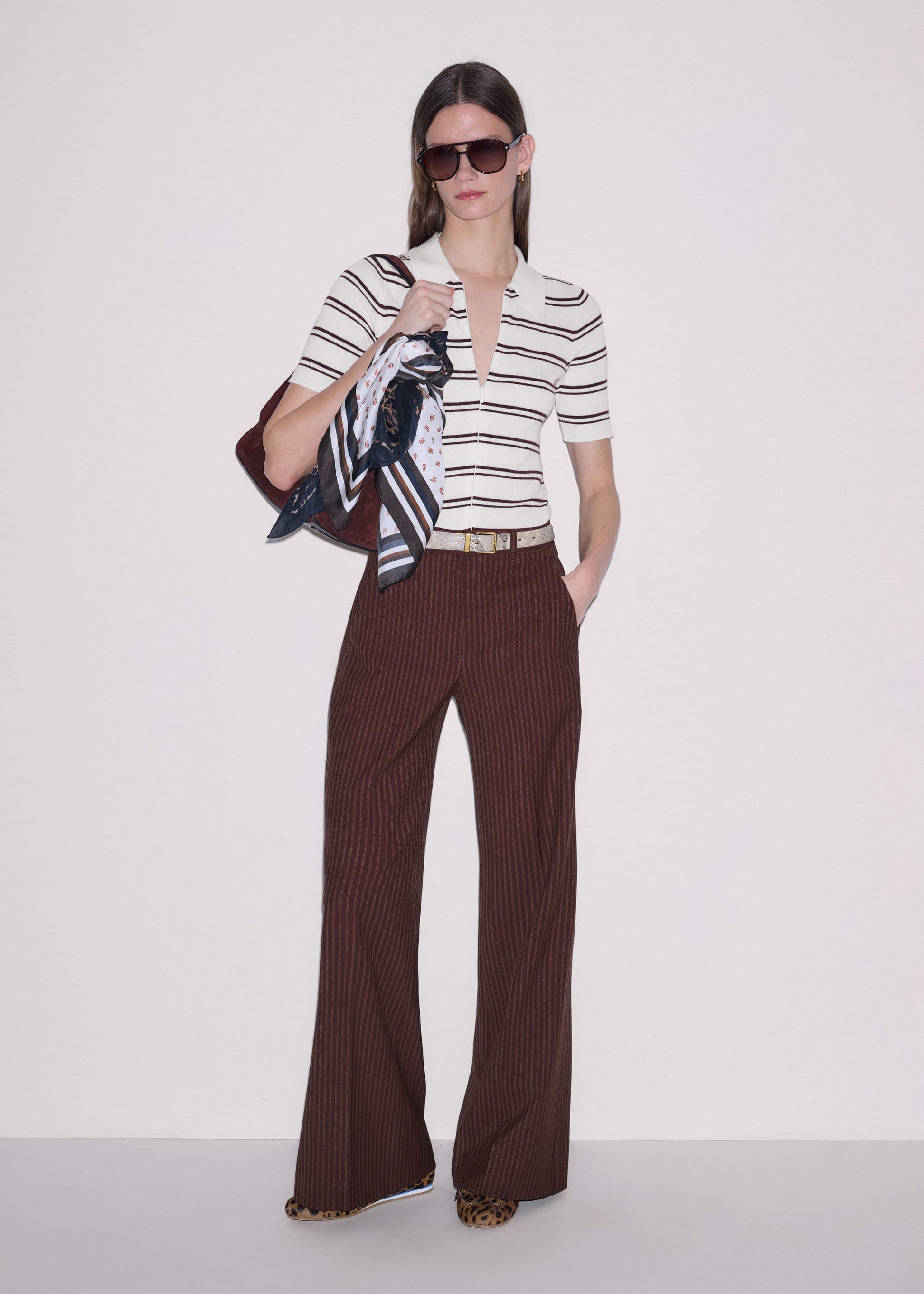 ME and EM Clothing Cinnamon Pinstripe Leg Elongator Pant
