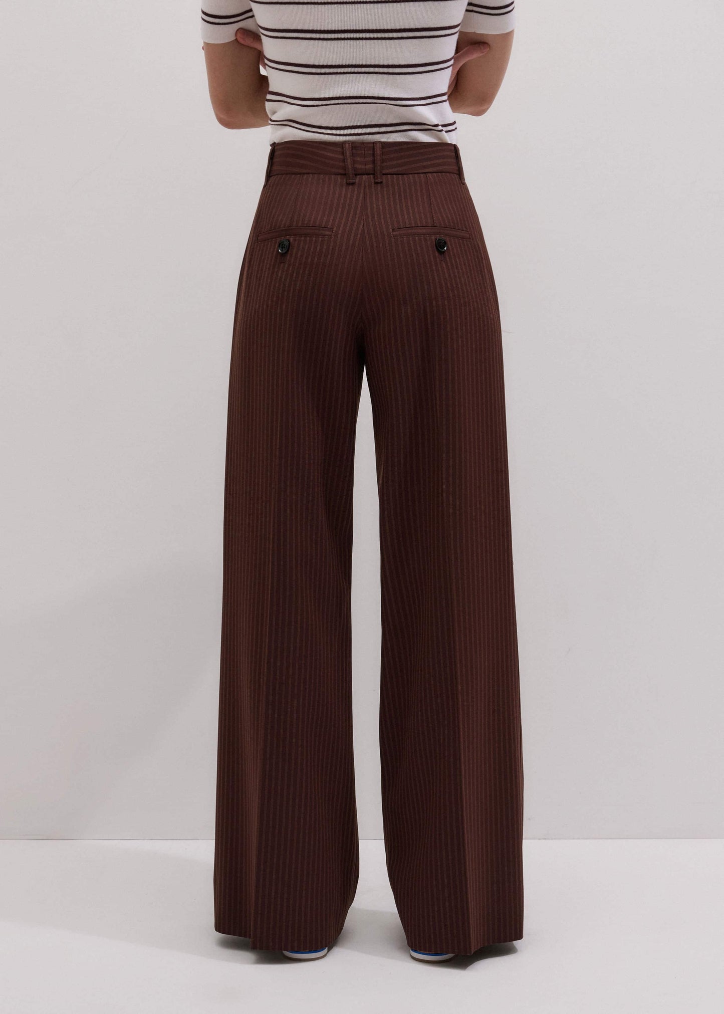 ME and EM Clothing Cinnamon Pinstripe Leg Elongator Pant