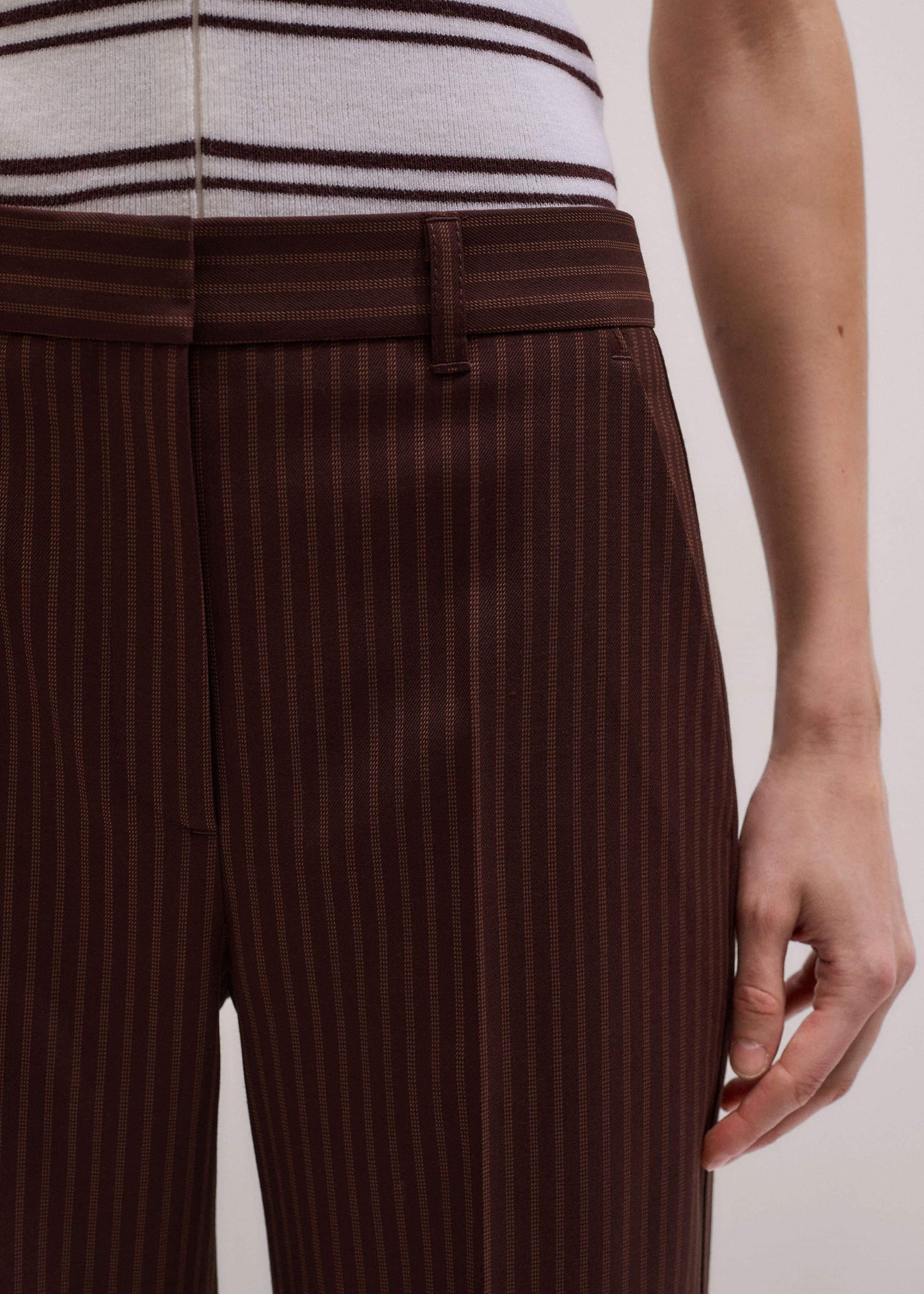 ME and EM Clothing Cinnamon Pinstripe Leg Elongator Pant