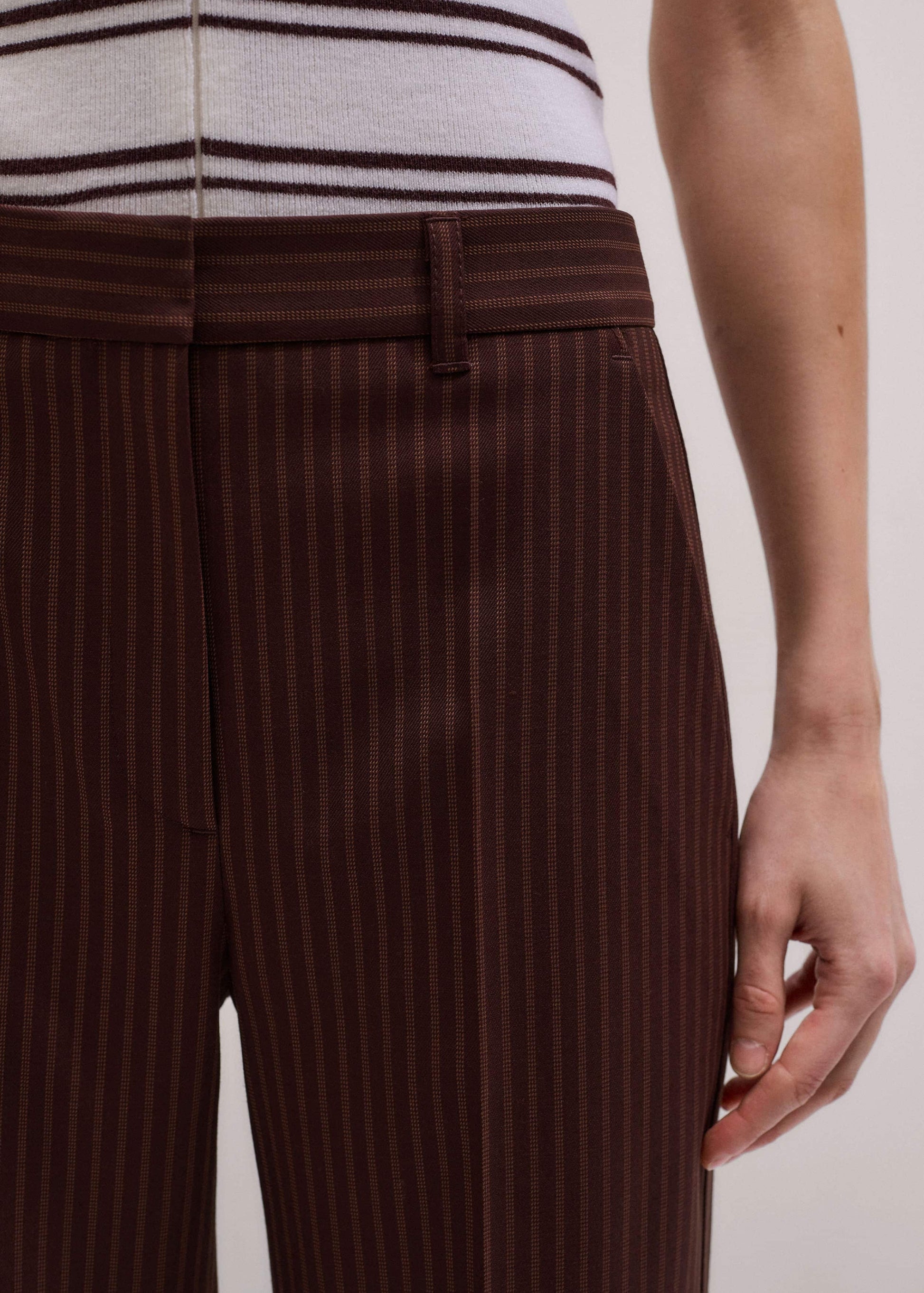 ME and EM Clothing Cinnamon Pinstripe Leg Elongator Pant