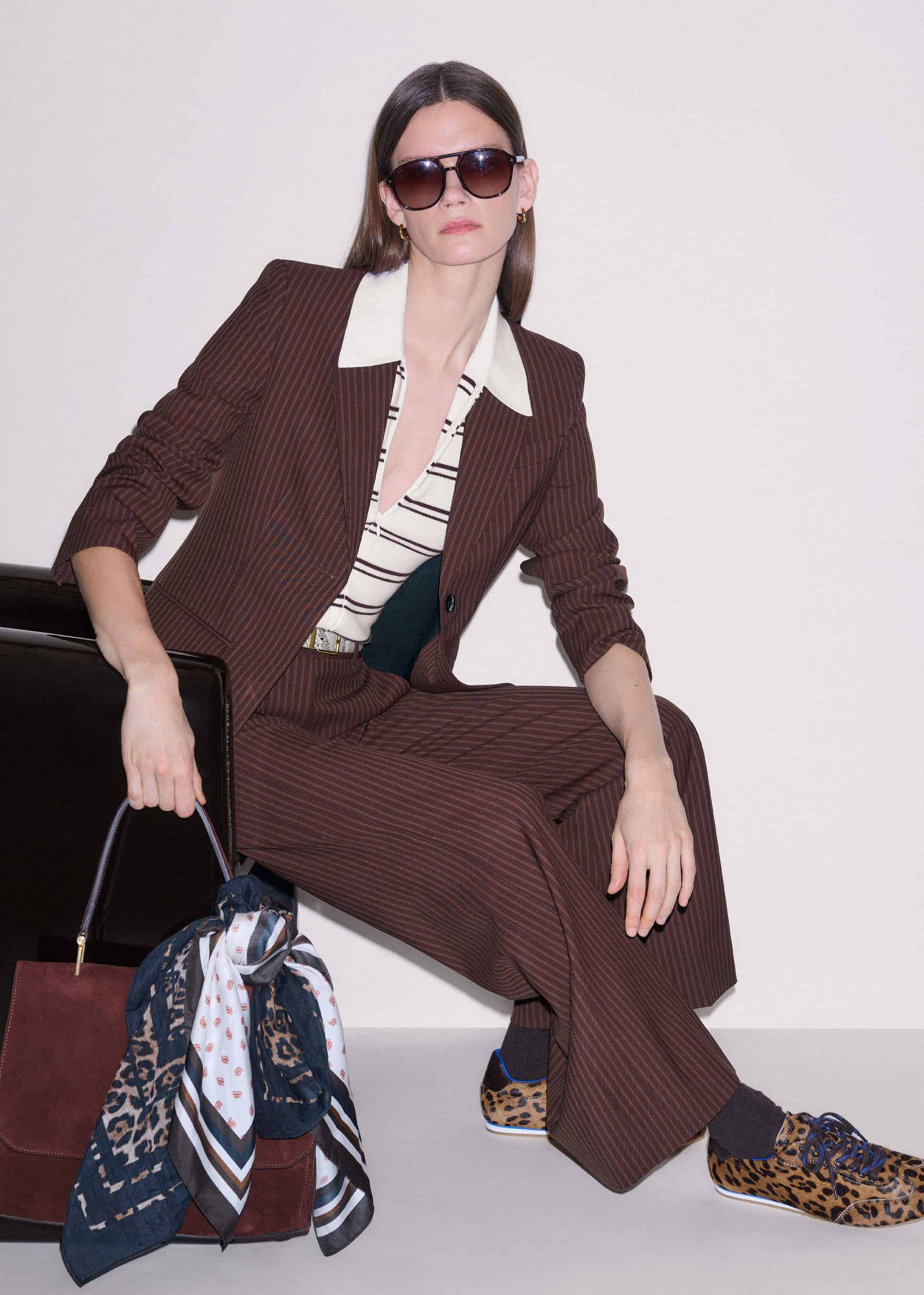 ME and EM Clothing Cinnamon Pinstripe Leg Elongator Pant