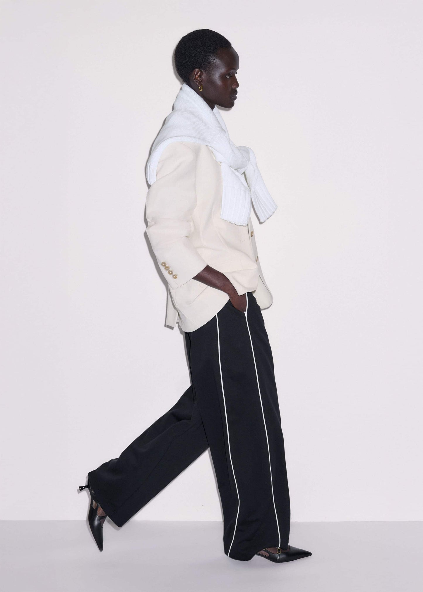 ME and EM Clothing Black Wide Barrel Track Pant