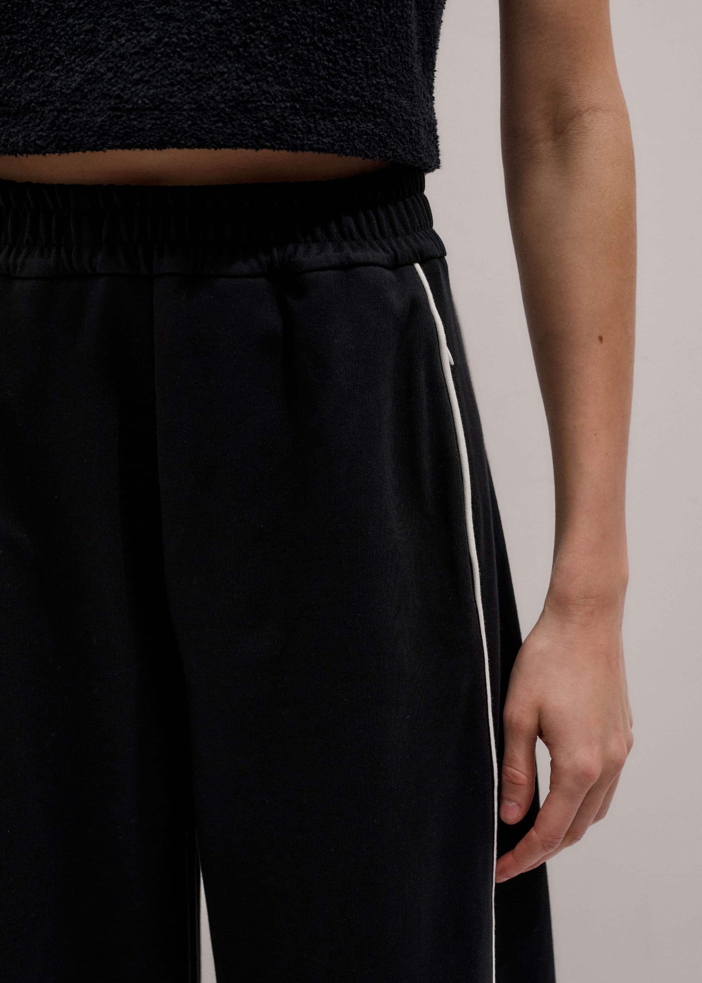 ME and EM Clothing Black Wide Barrel Track Pant
