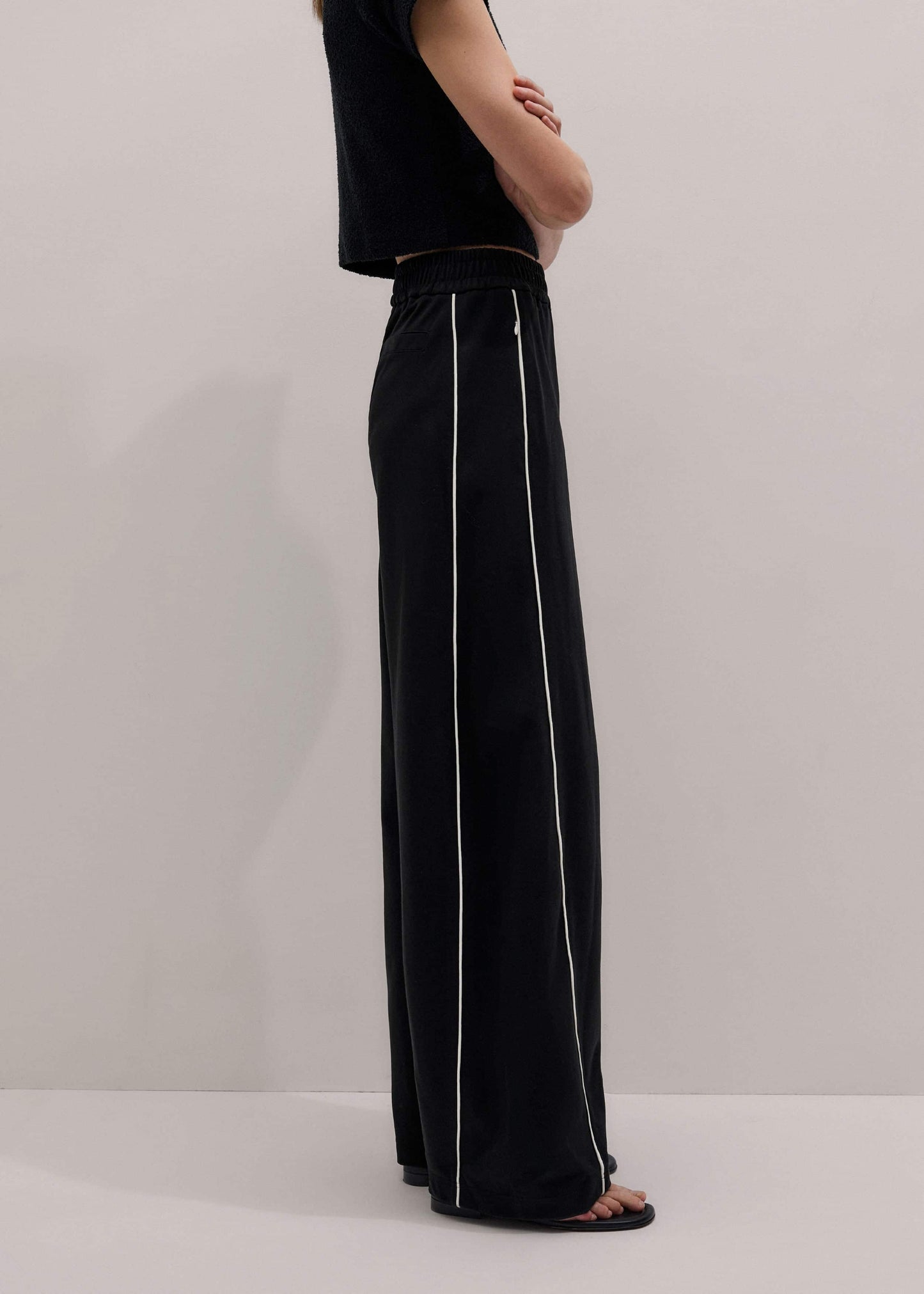 ME and EM Clothing Black Wide Barrel Track Pant