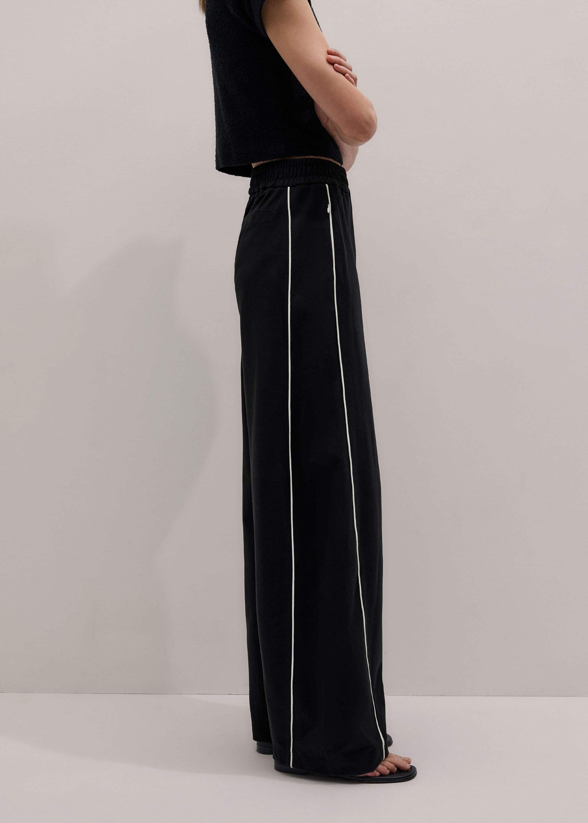 ME and EM Clothing Black Wide Barrel Track Pant