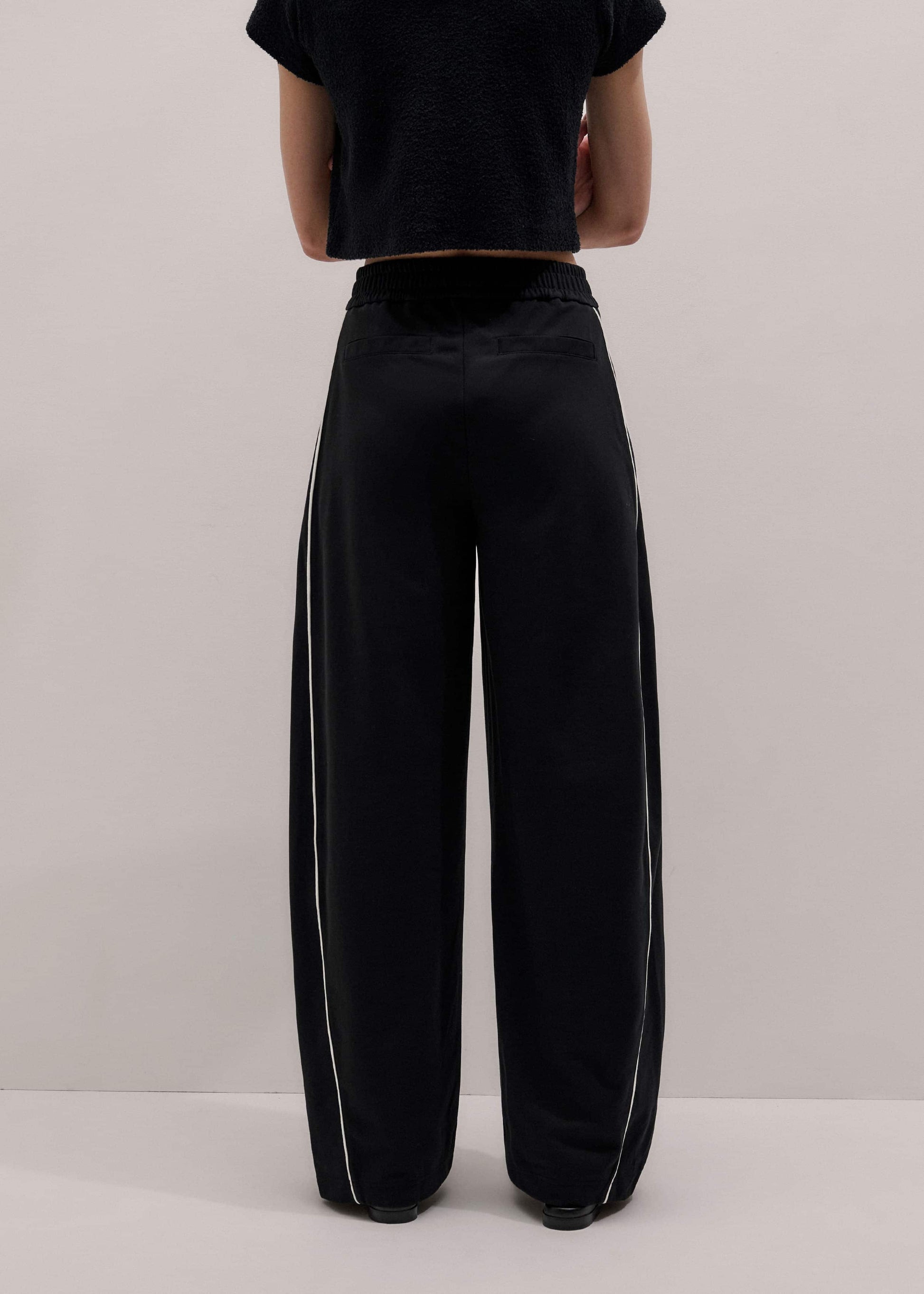 ME and EM Clothing Black Wide Barrel Track Pant
