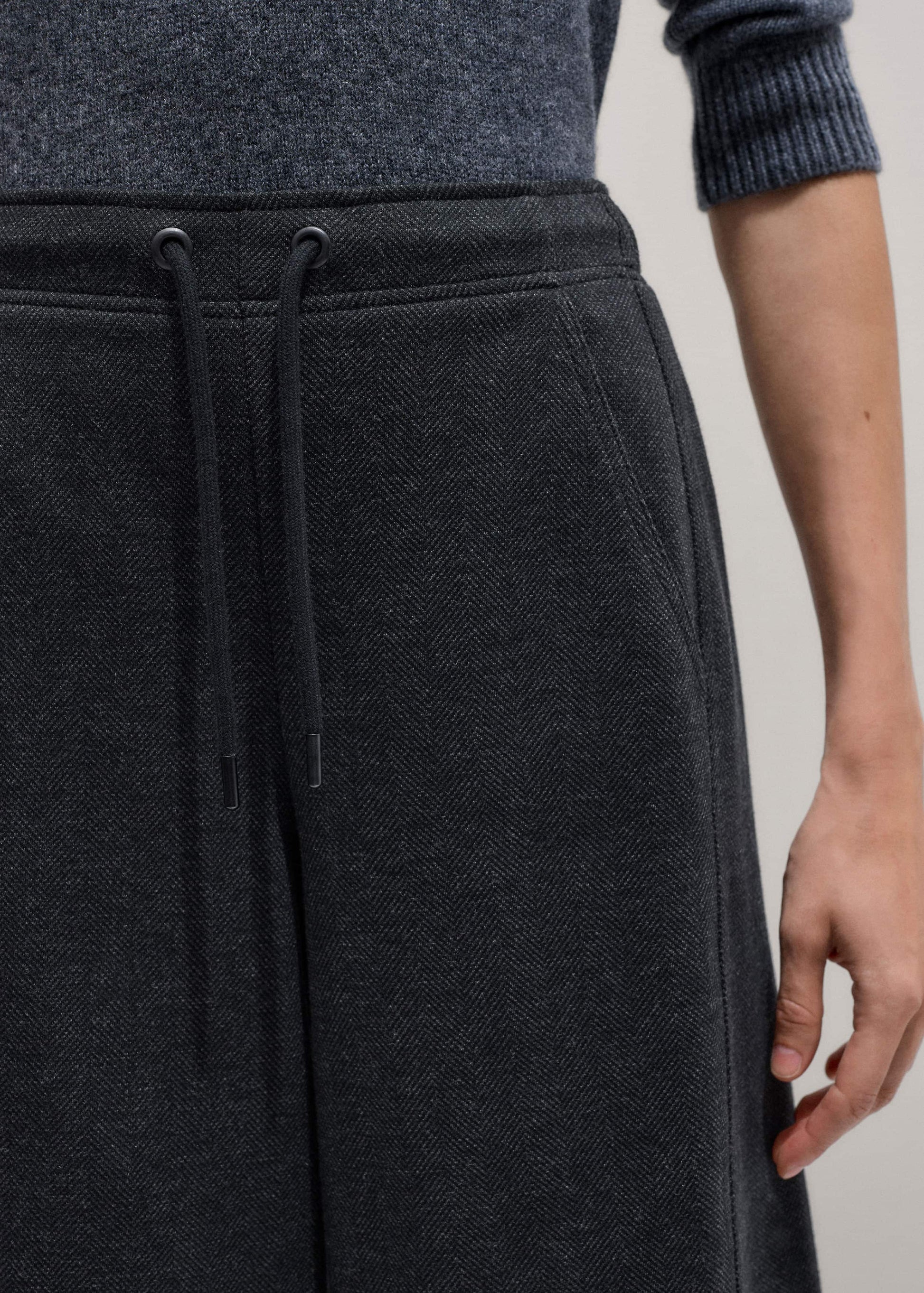 ME and EM Clothing Gray Herringbone Barrel-Leg Pant