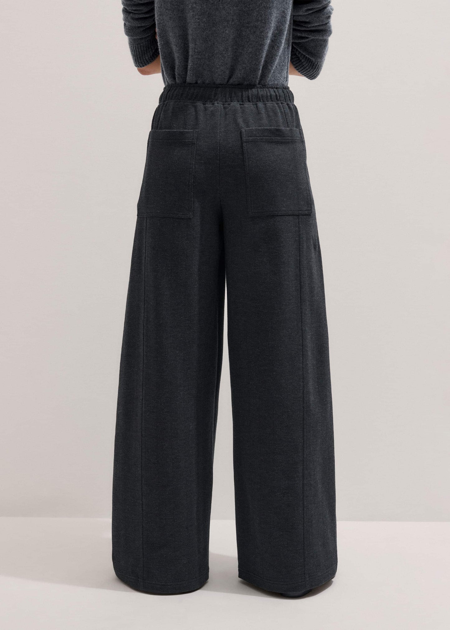 ME and EM Clothing Gray Herringbone Barrel-Leg Pant
