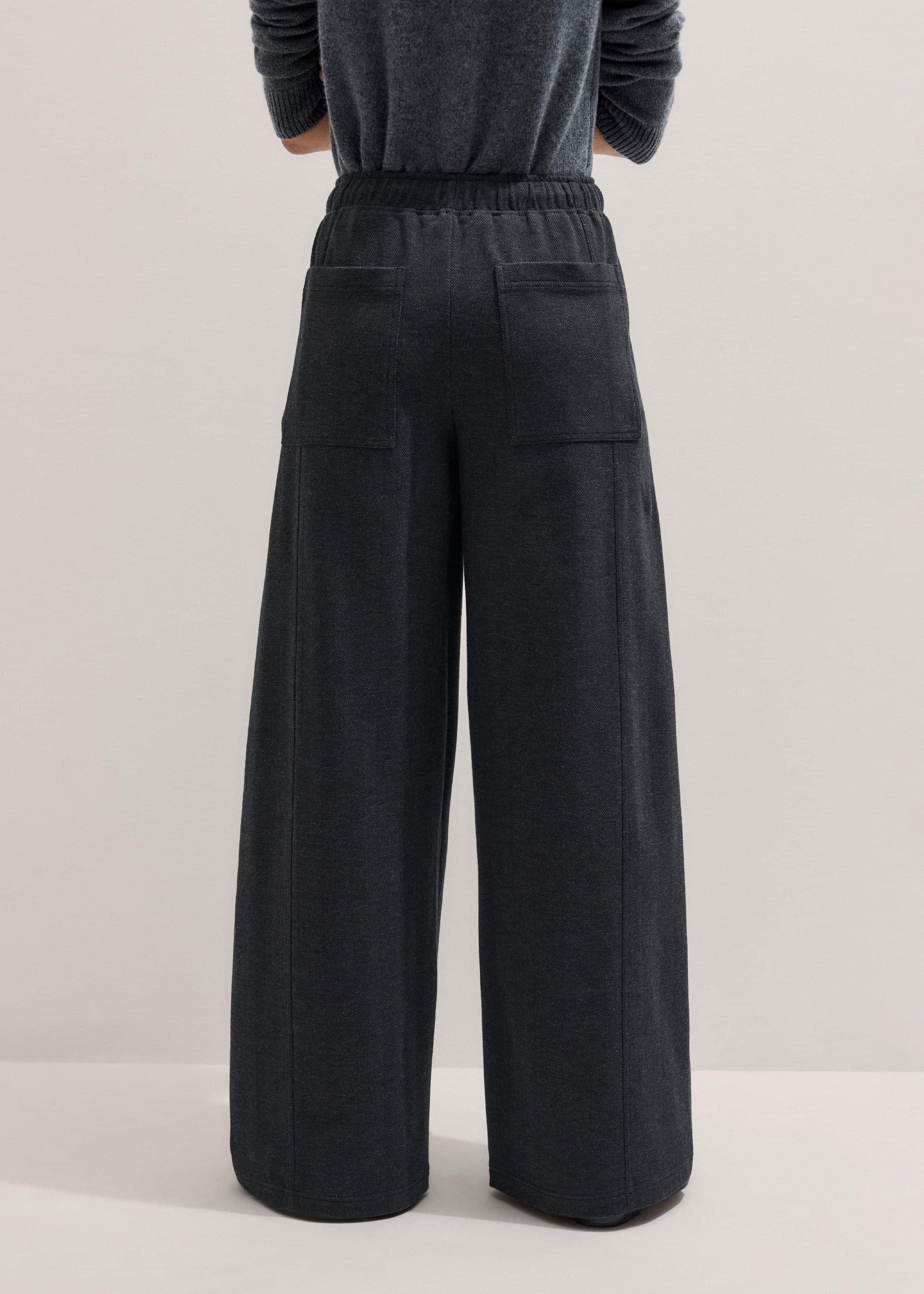 ME and EM Clothing Gray Herringbone Barrel-Leg Pant