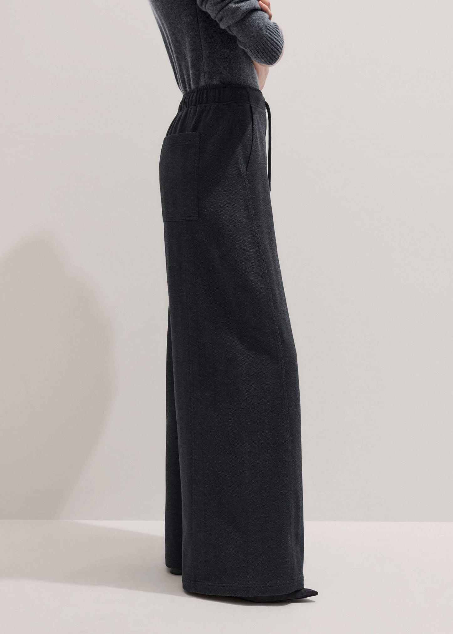 ME and EM Clothing Gray Herringbone Barrel-Leg Pant