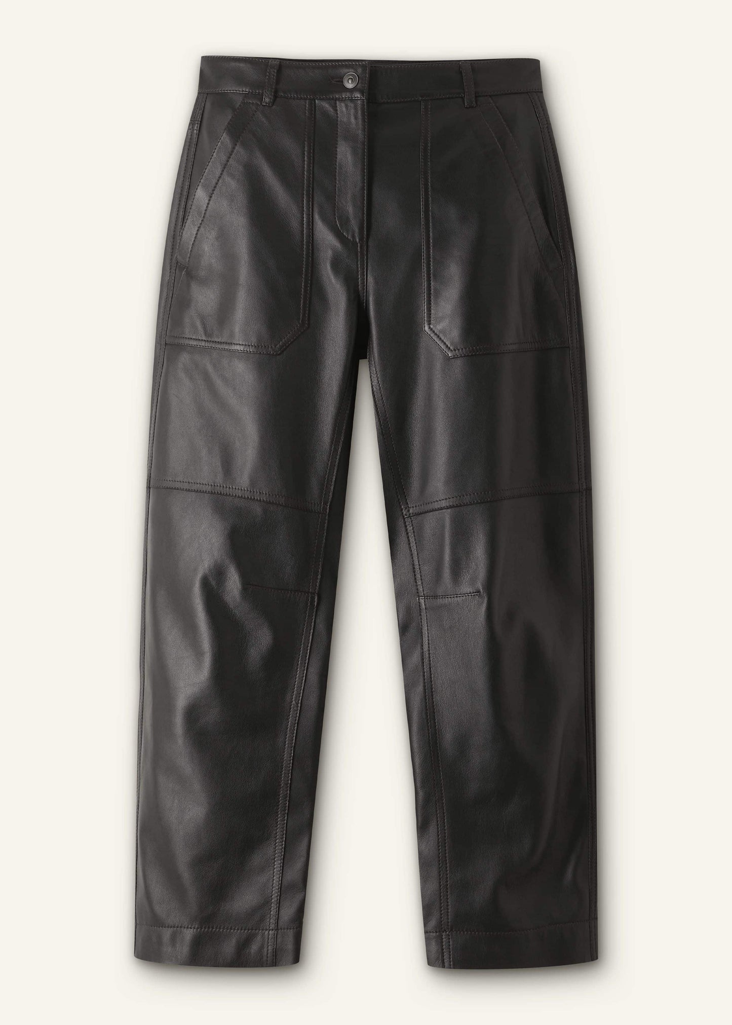 ME and EM Clothing Black Washed Leather Engineered-Leg Pant