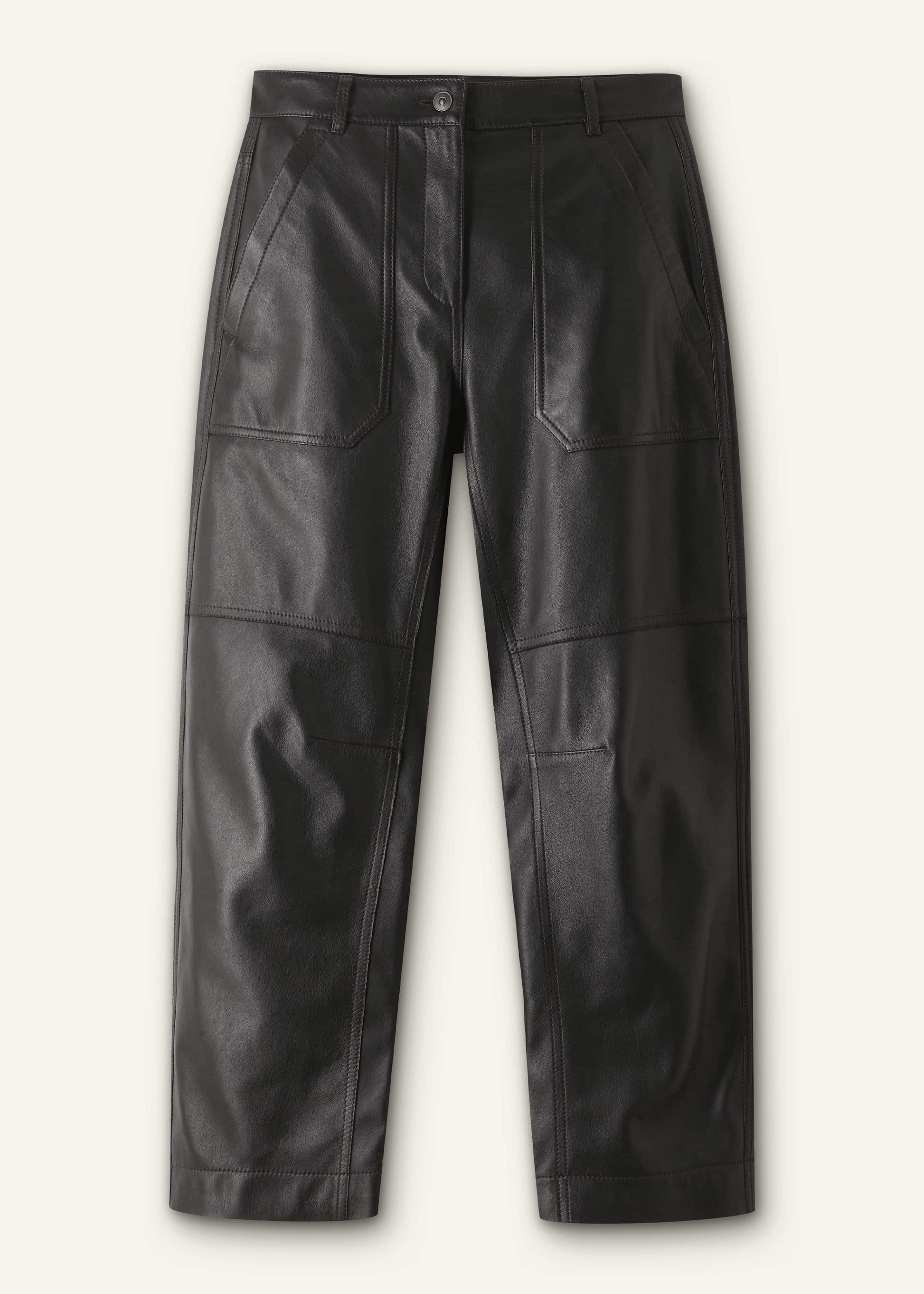 ME and EM Clothing Black Washed Leather Engineered-Leg Pant