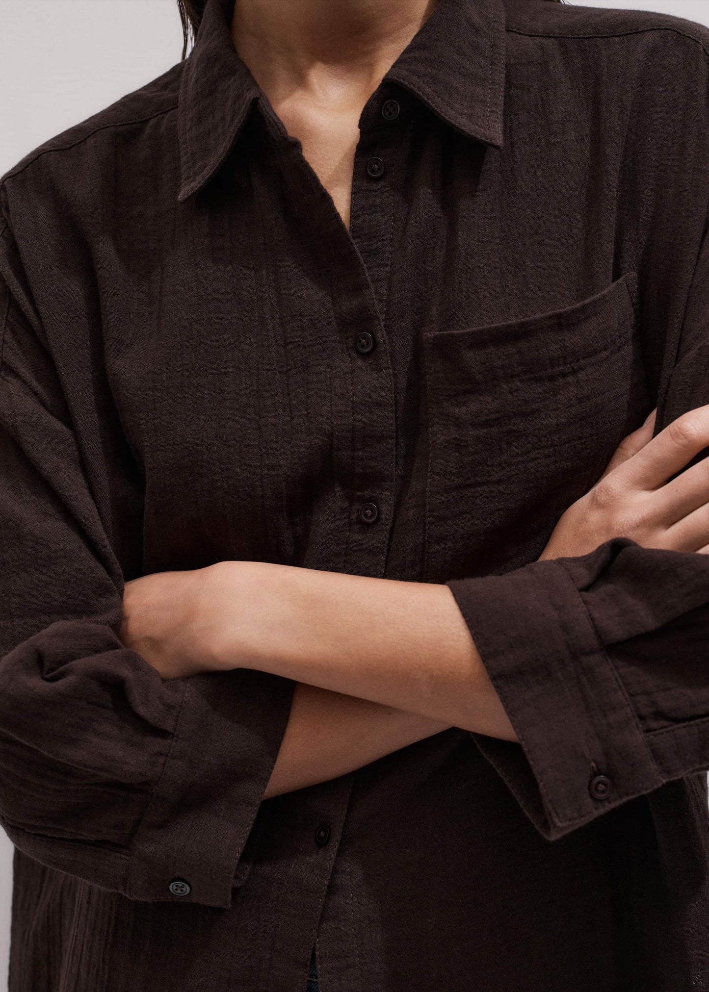 ME and EM Clothing Brown Cheesecloth Relaxed Summer Shirt