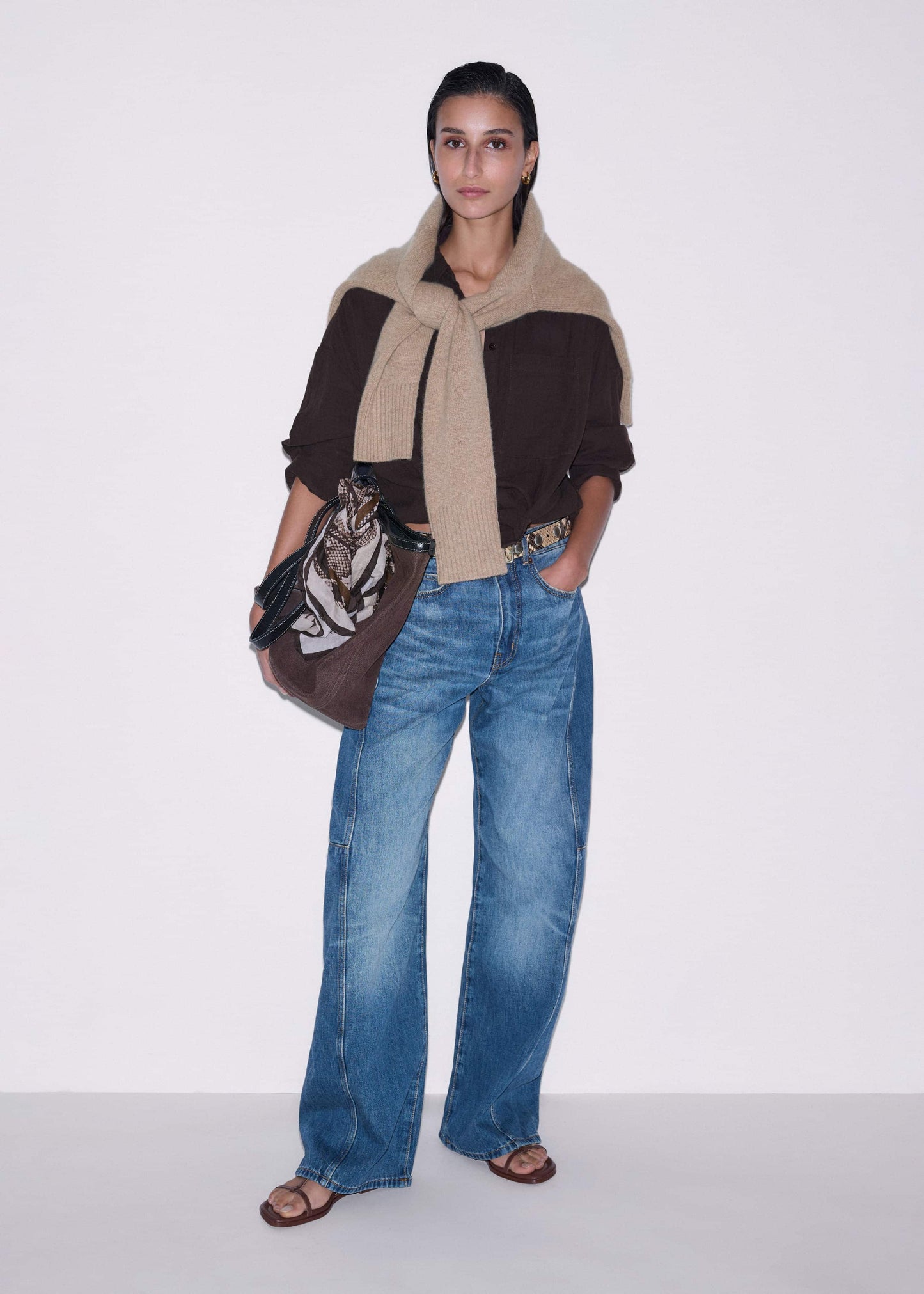 ME and EM Clothing Brown Cheesecloth Relaxed Summer Shirt