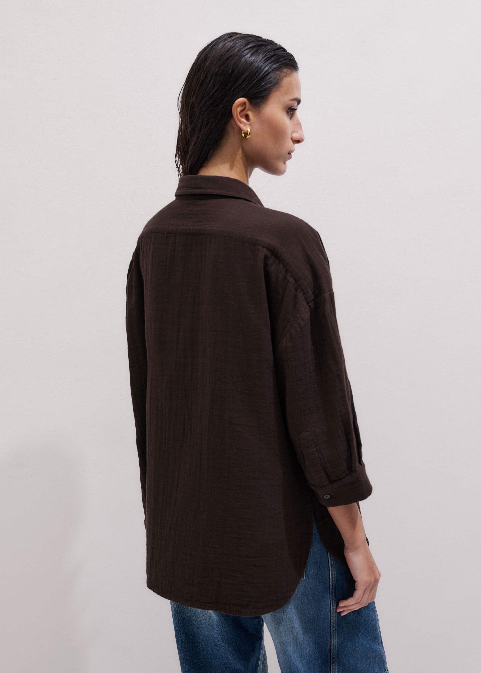 ME and EM Clothing Brown Cheesecloth Relaxed Summer Shirt