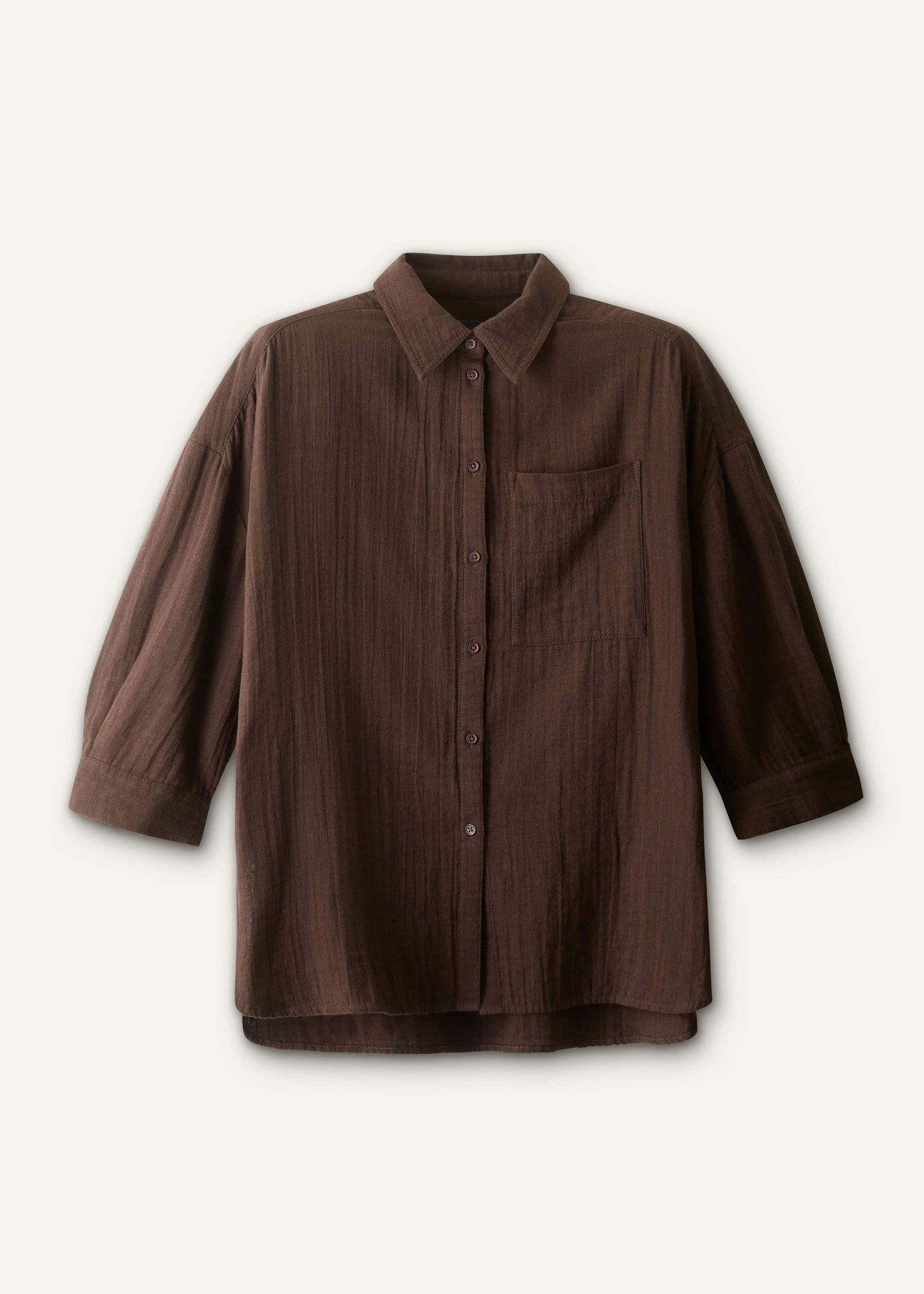 ME and EM Clothing Brown Cheesecloth Relaxed Summer Shirt