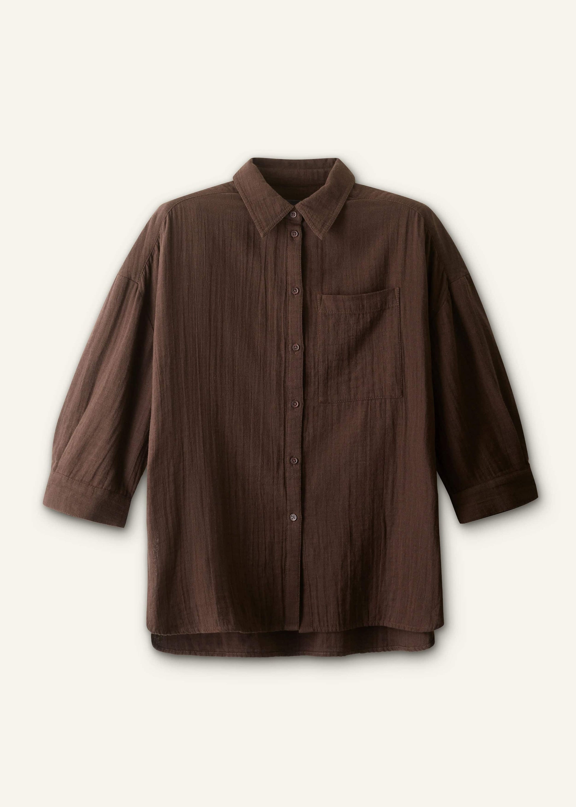 ME and EM Clothing Brown Cheesecloth Relaxed Summer Shirt