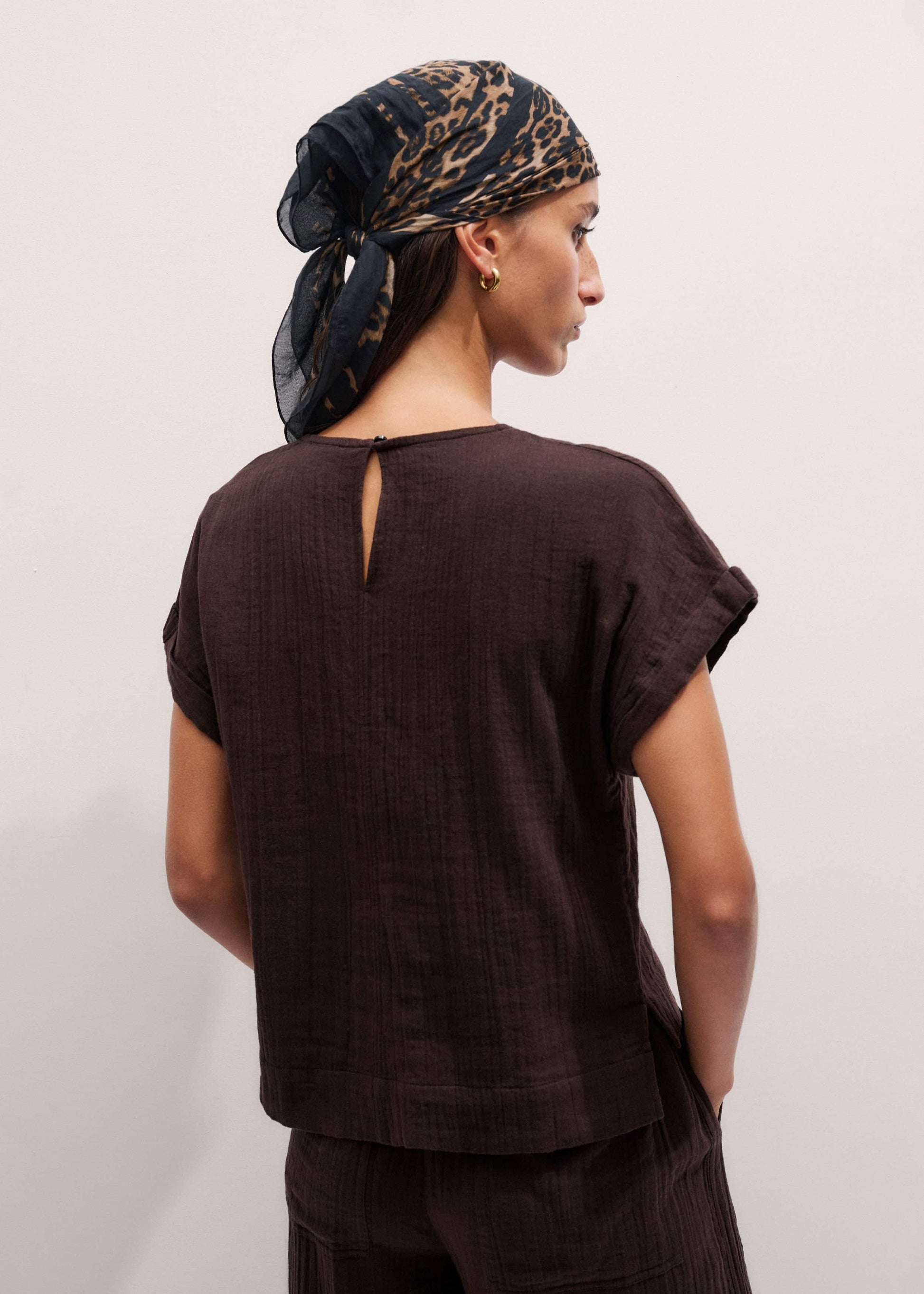 ME and EM Clothing Brown Cheesecloth T-Shirt