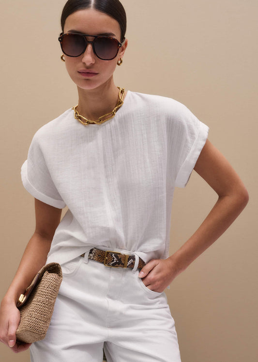 ME and EM Clothing White Cheesecloth T-Shirt