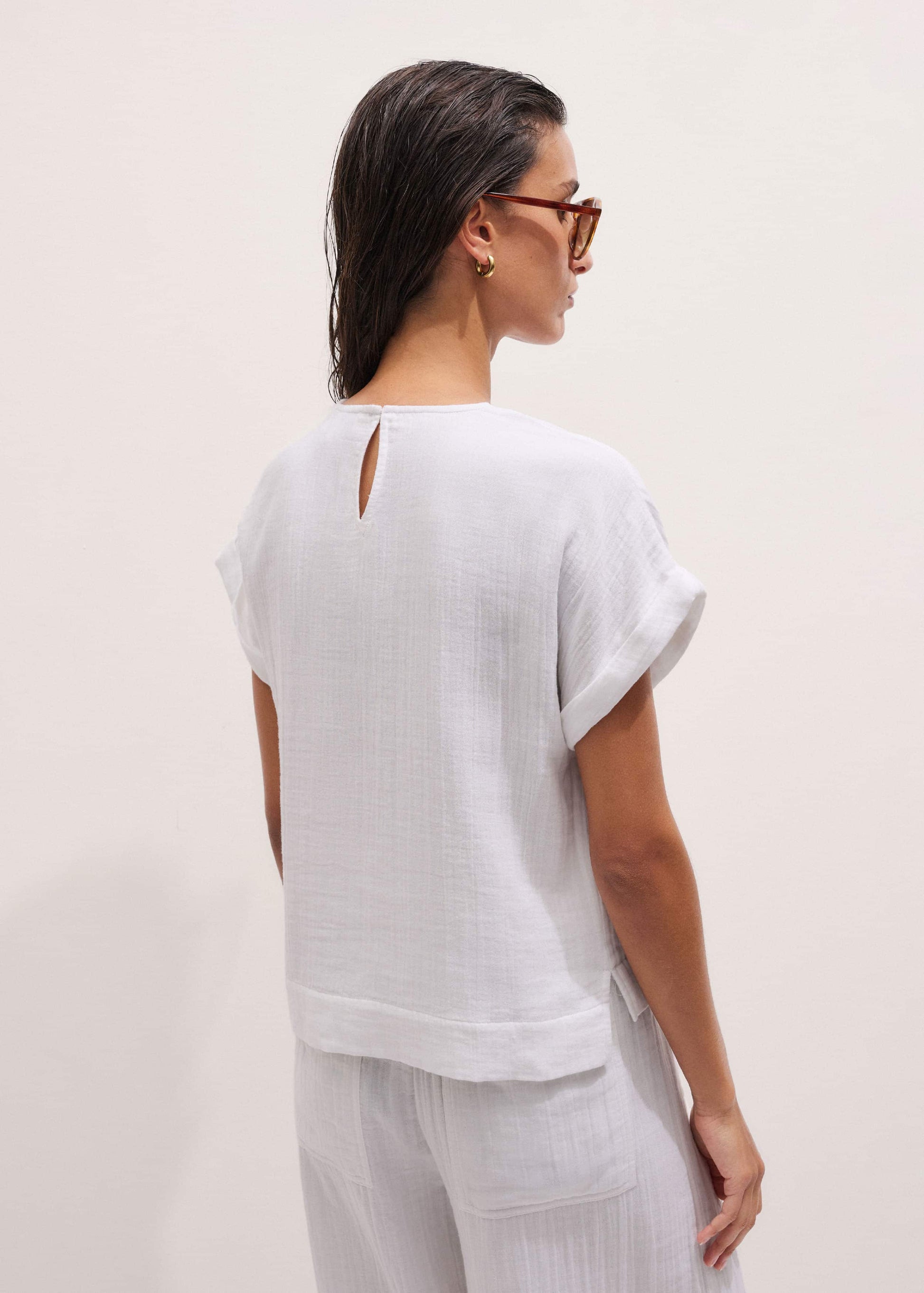 ME and EM Clothing White Cheesecloth T-Shirt