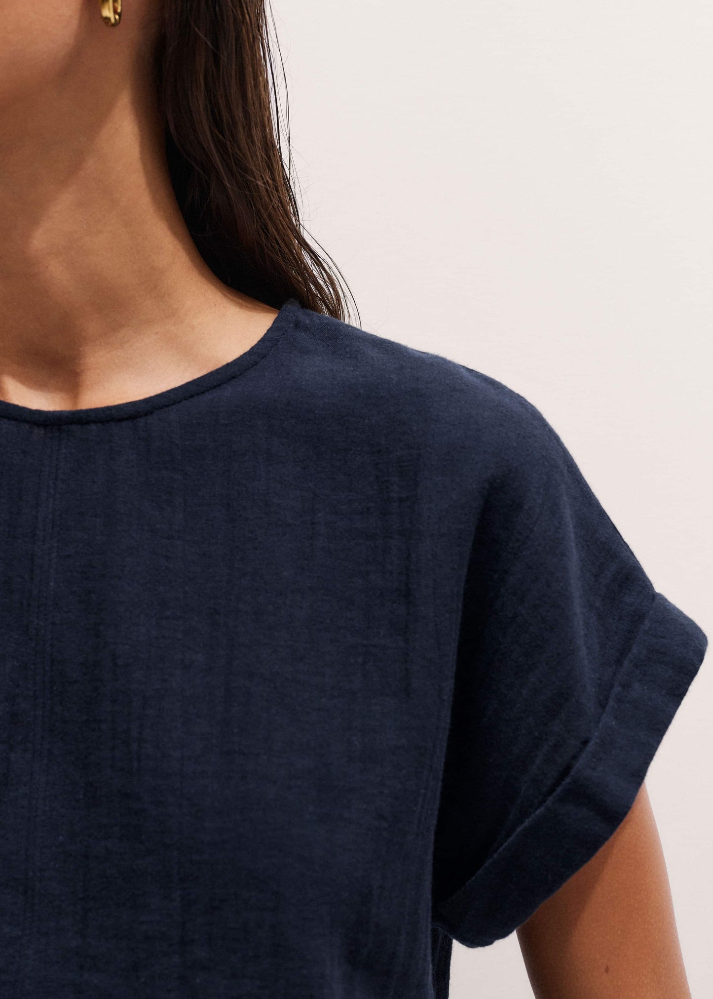 ME and EM Clothing Navy Cheesecloth T-Shirt