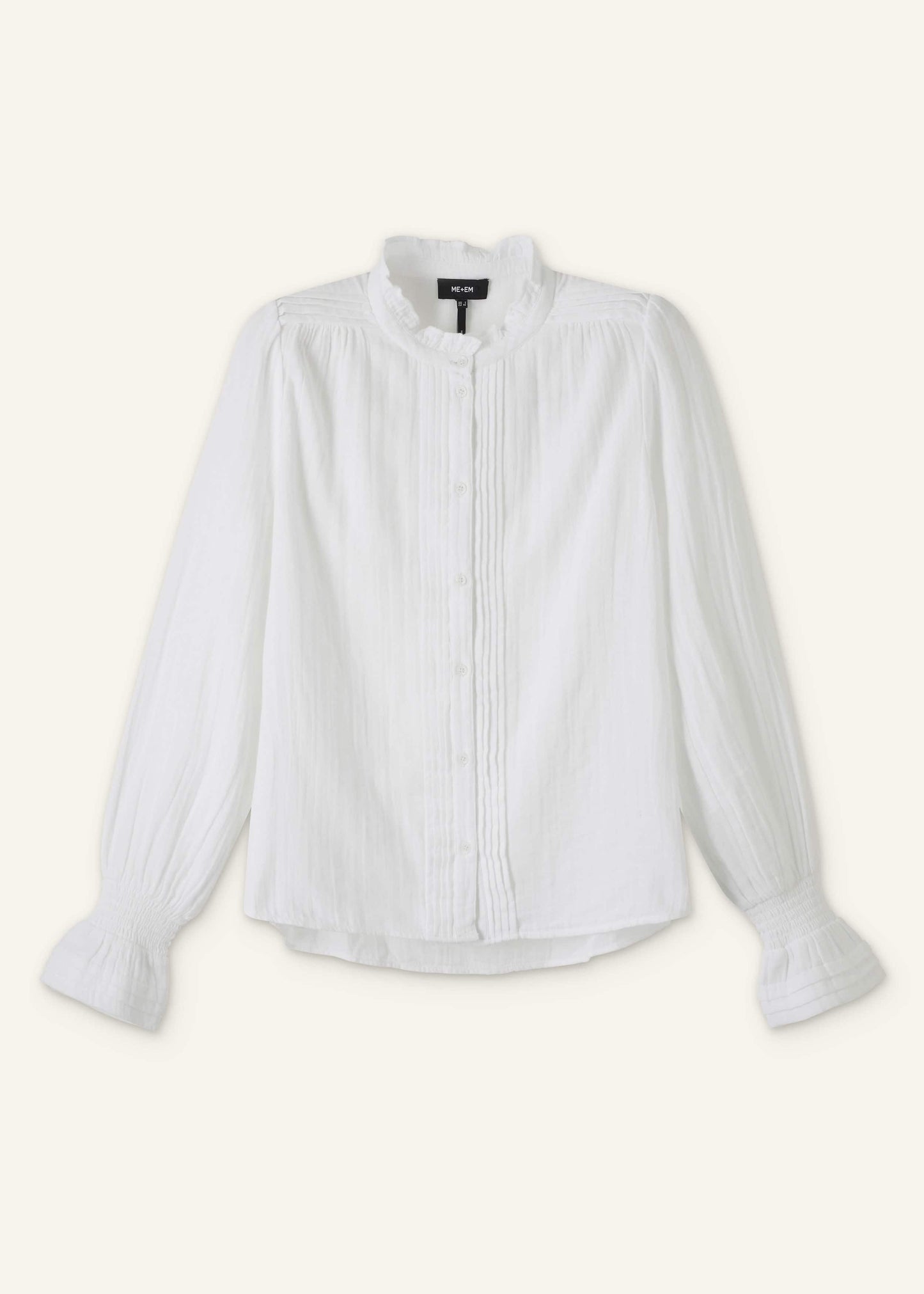 ME and EM Clothing White Cheesecloth Pleat Detail Blouse