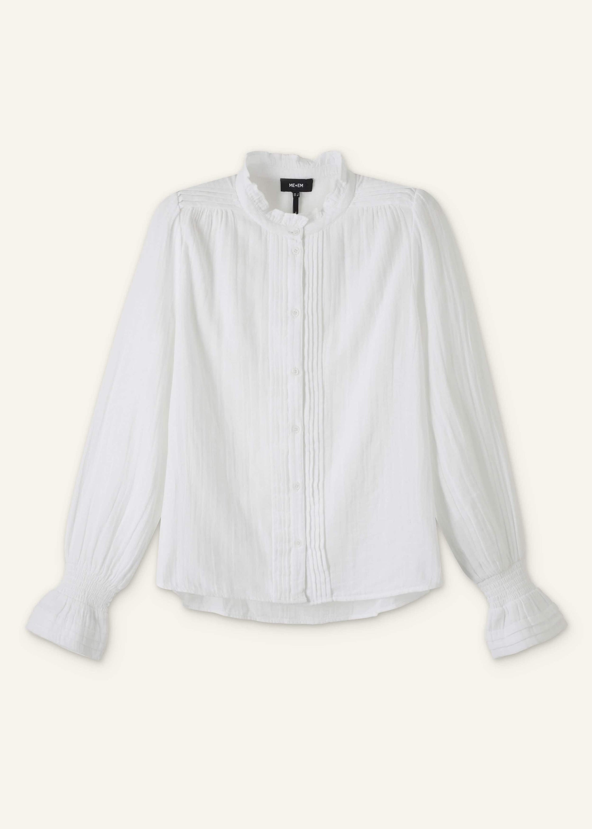 ME and EM Clothing White Cheesecloth Pleat Detail Blouse