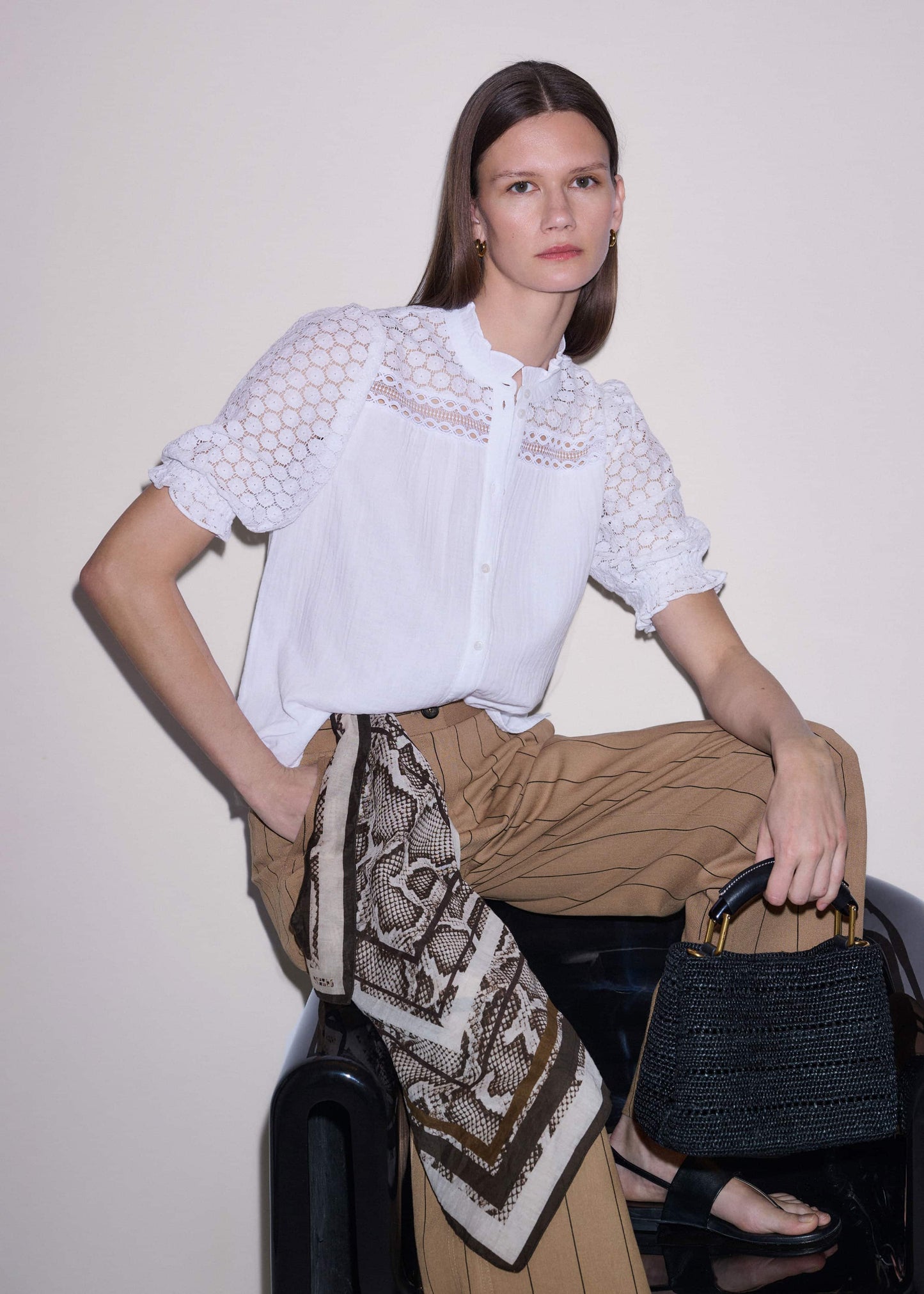 ME and EM Clothing White Cheesecloth AM-PM Summer Blouse