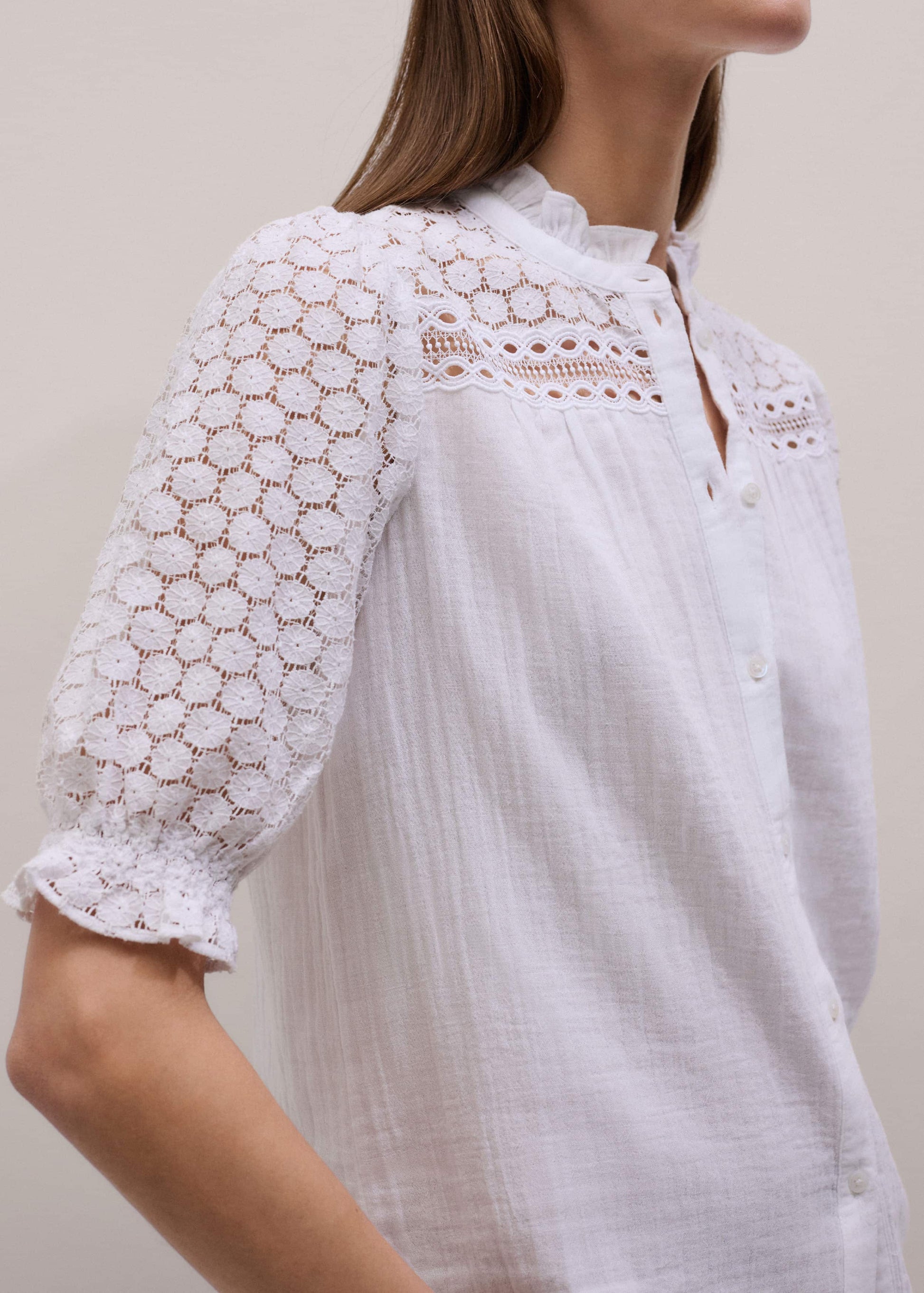 ME and EM Clothing White Cheesecloth AM-PM Summer Blouse