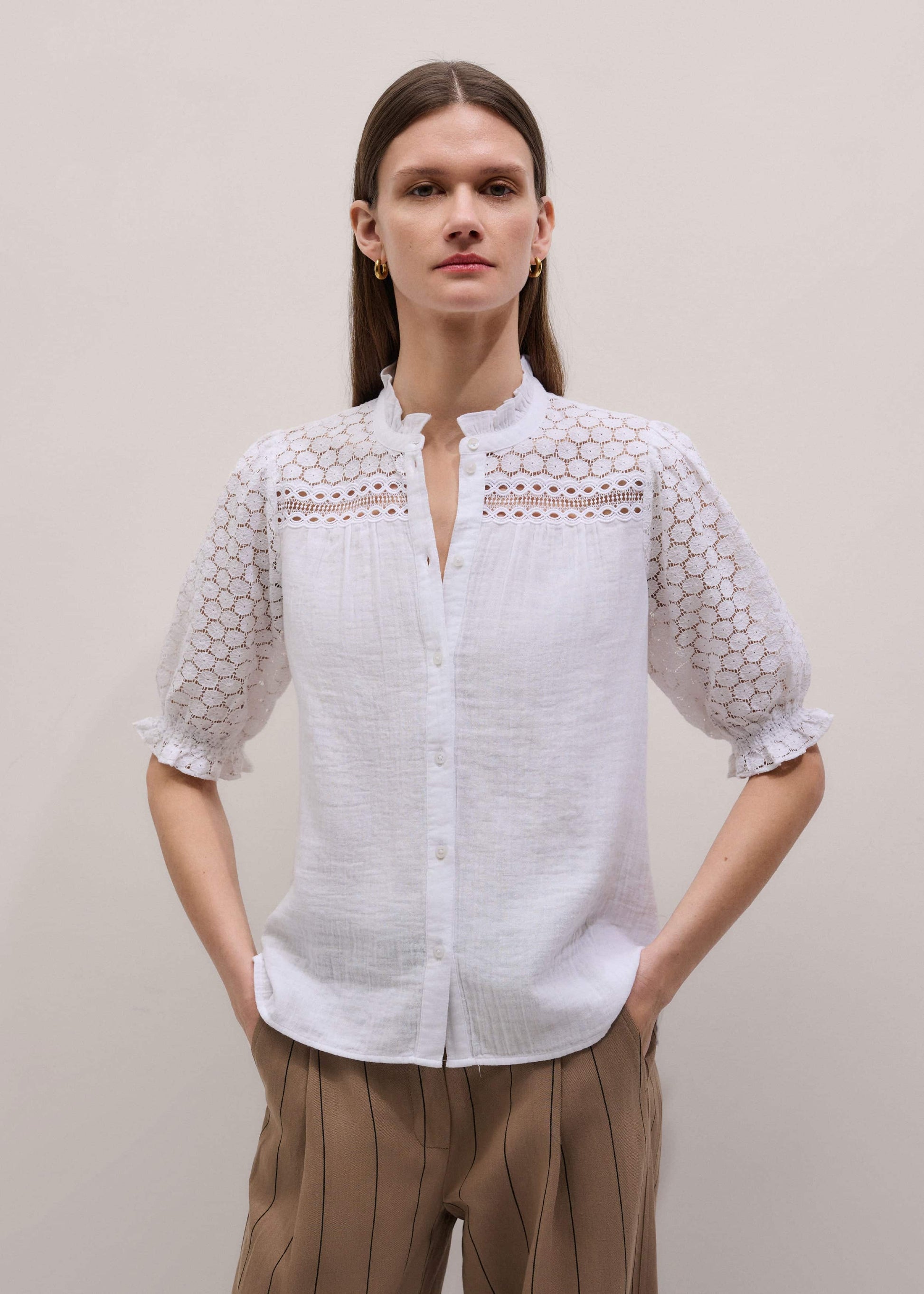 ME and EM Clothing White Cheesecloth AM-PM Summer Blouse