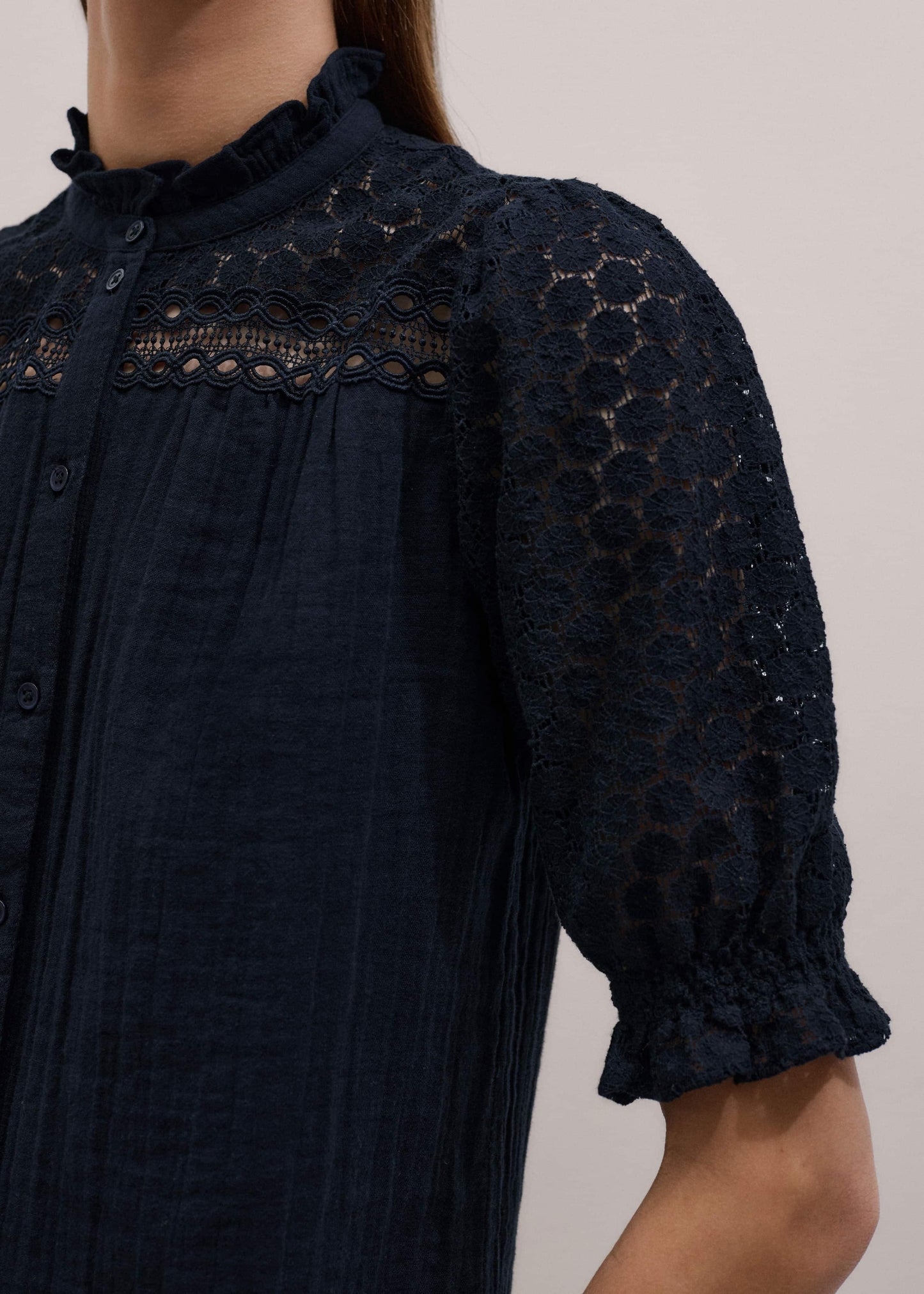 ME and EM Clothing Navy Cheesecloth AM-PM Summer Blouse