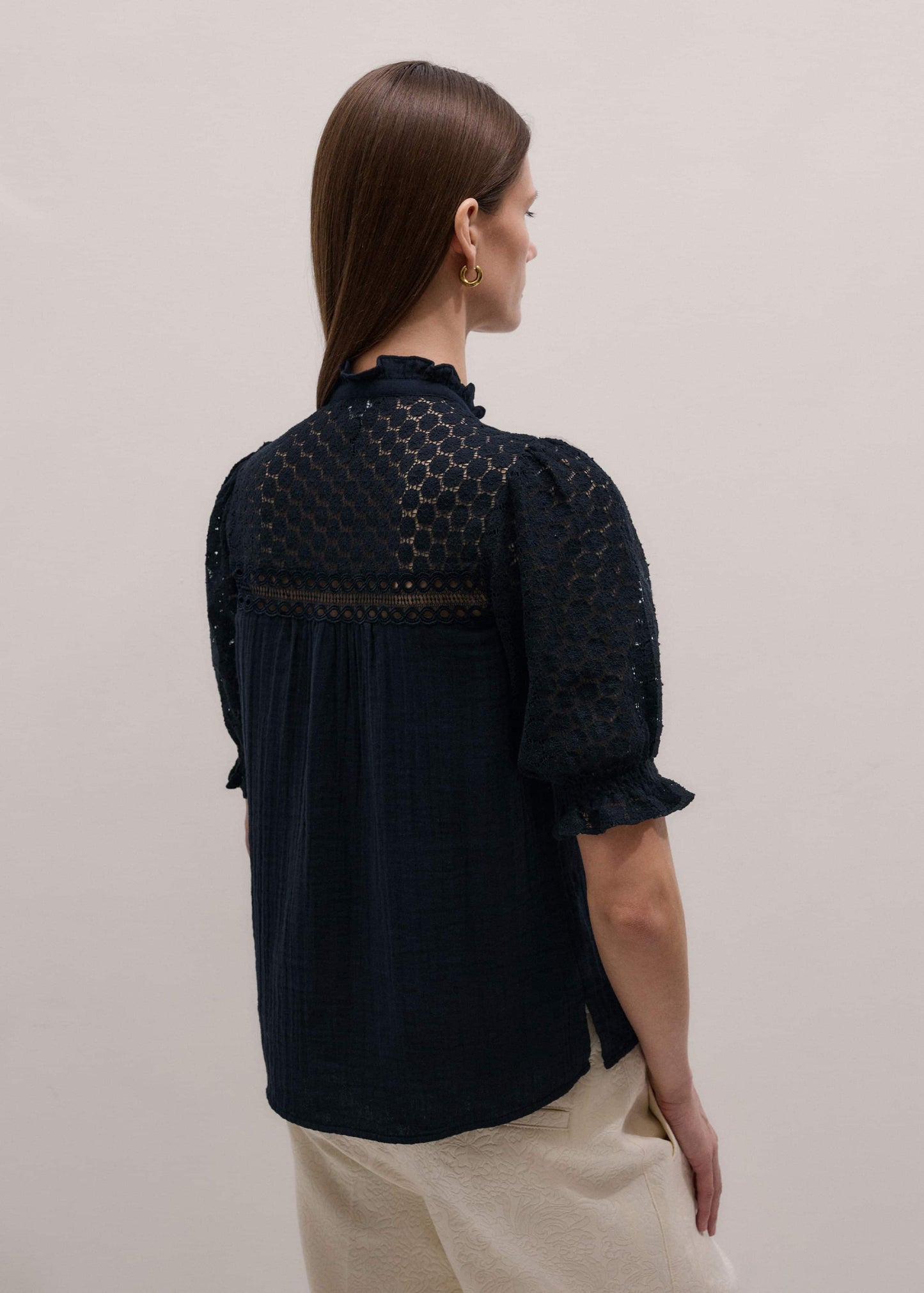ME and EM Clothing Navy Cheesecloth AM-PM Summer Blouse