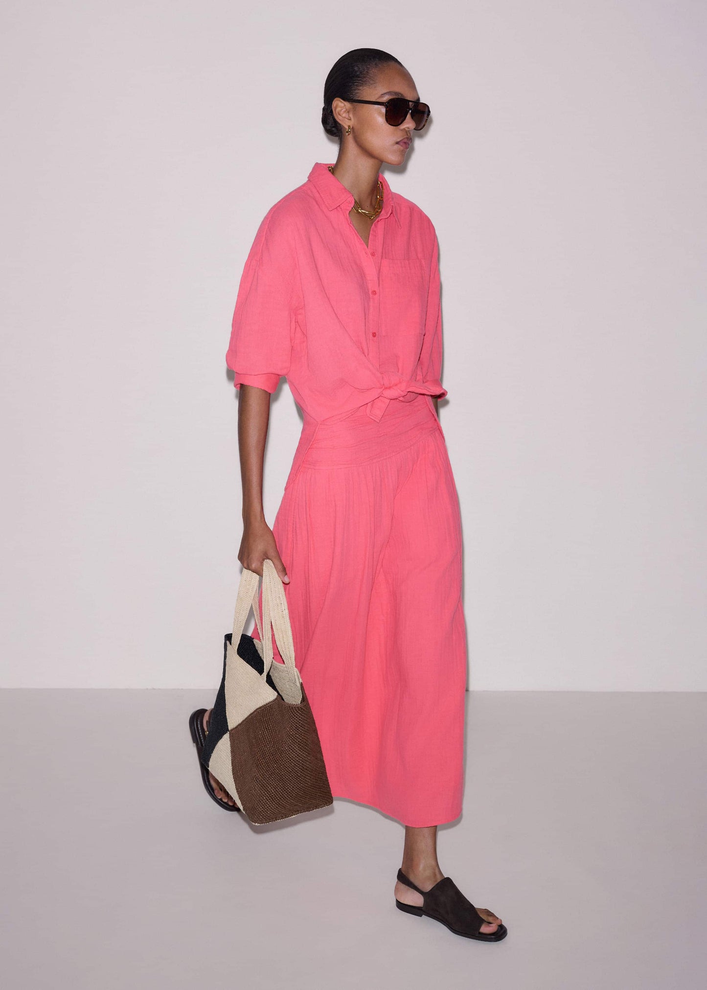 ME and EM Clothing Pink Cheesecloth Relaxed Shirt