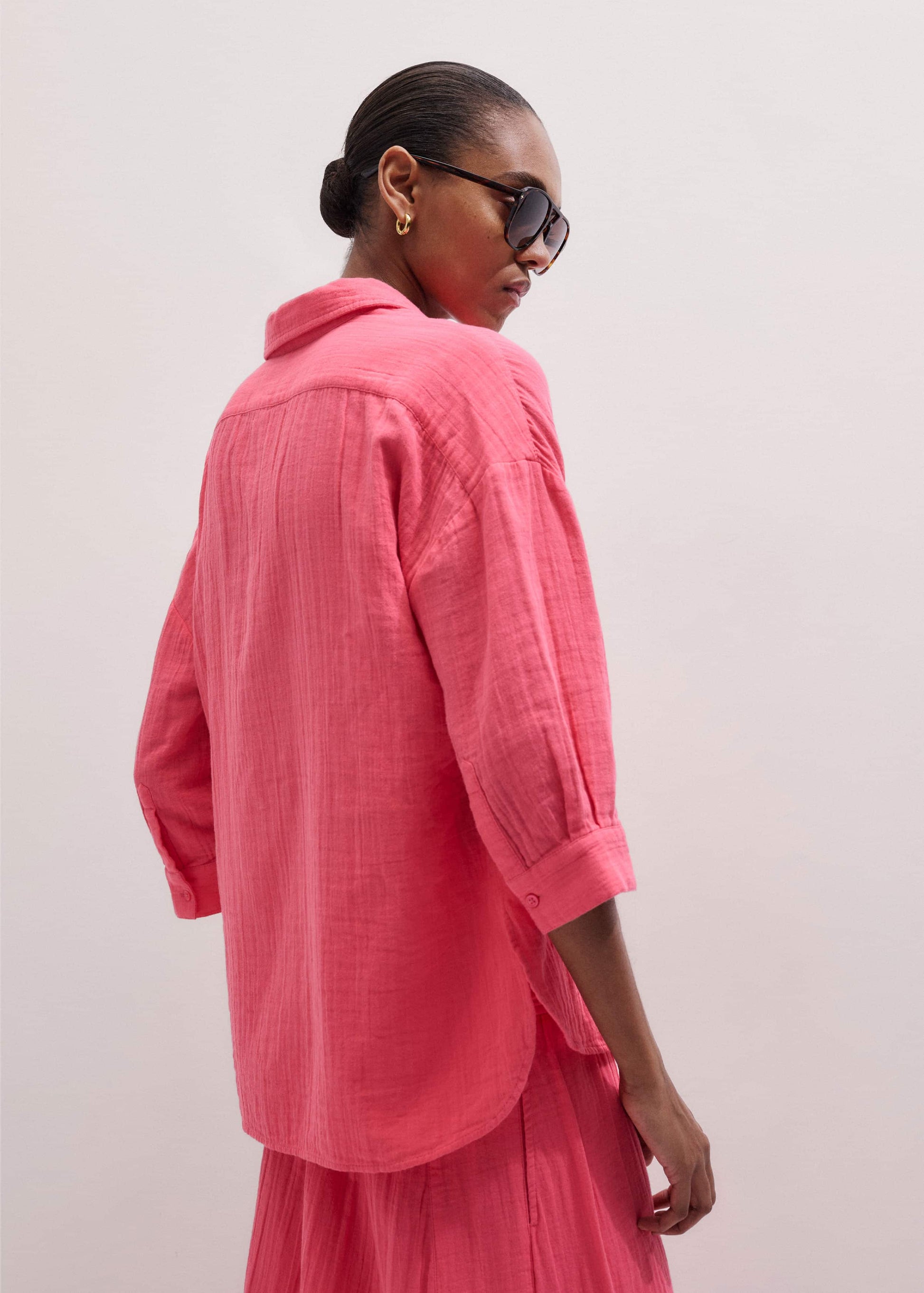 ME and EM Clothing Pink Cheesecloth Relaxed Shirt