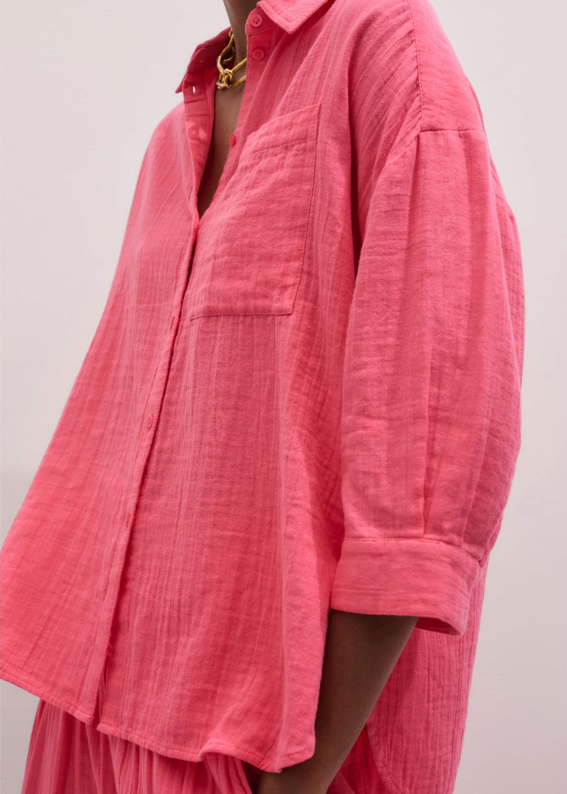 ME and EM Clothing Pink Cheesecloth Relaxed Shirt