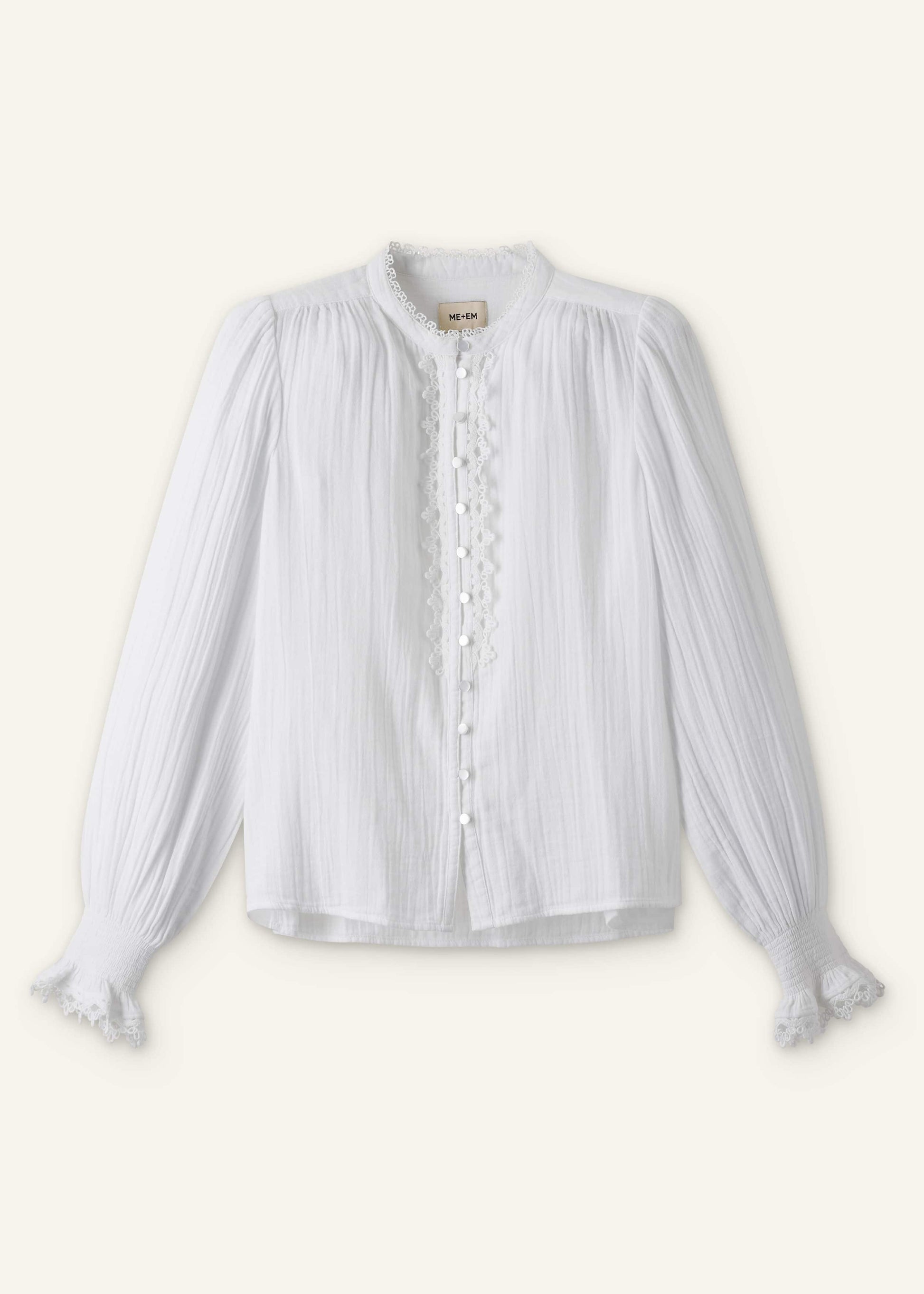 ME and EM Clothing White Cheesecloth Intricate Detail Blouse