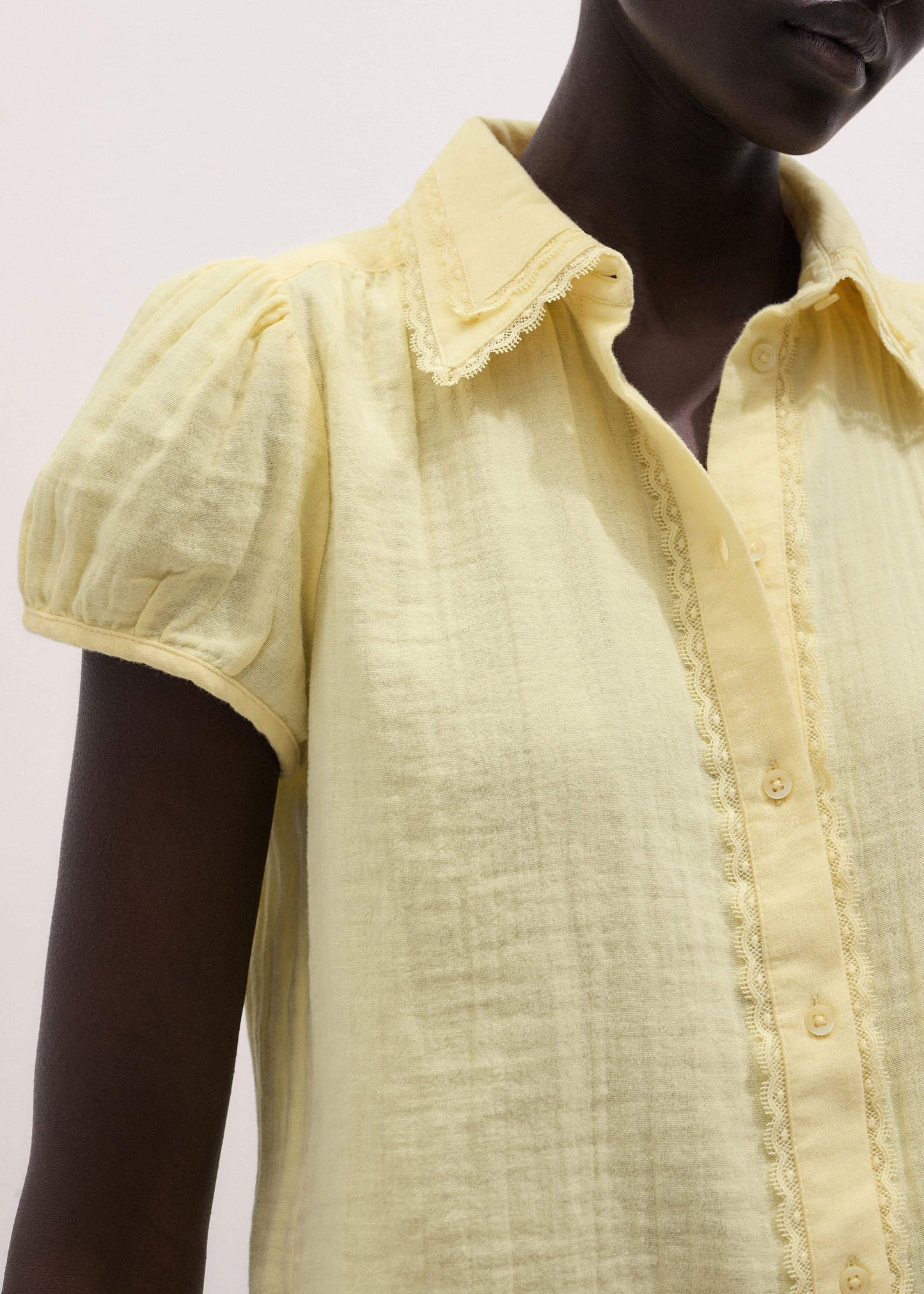 ME and EM Clothing Yellow Cheesecloth Straight Summer Blouse