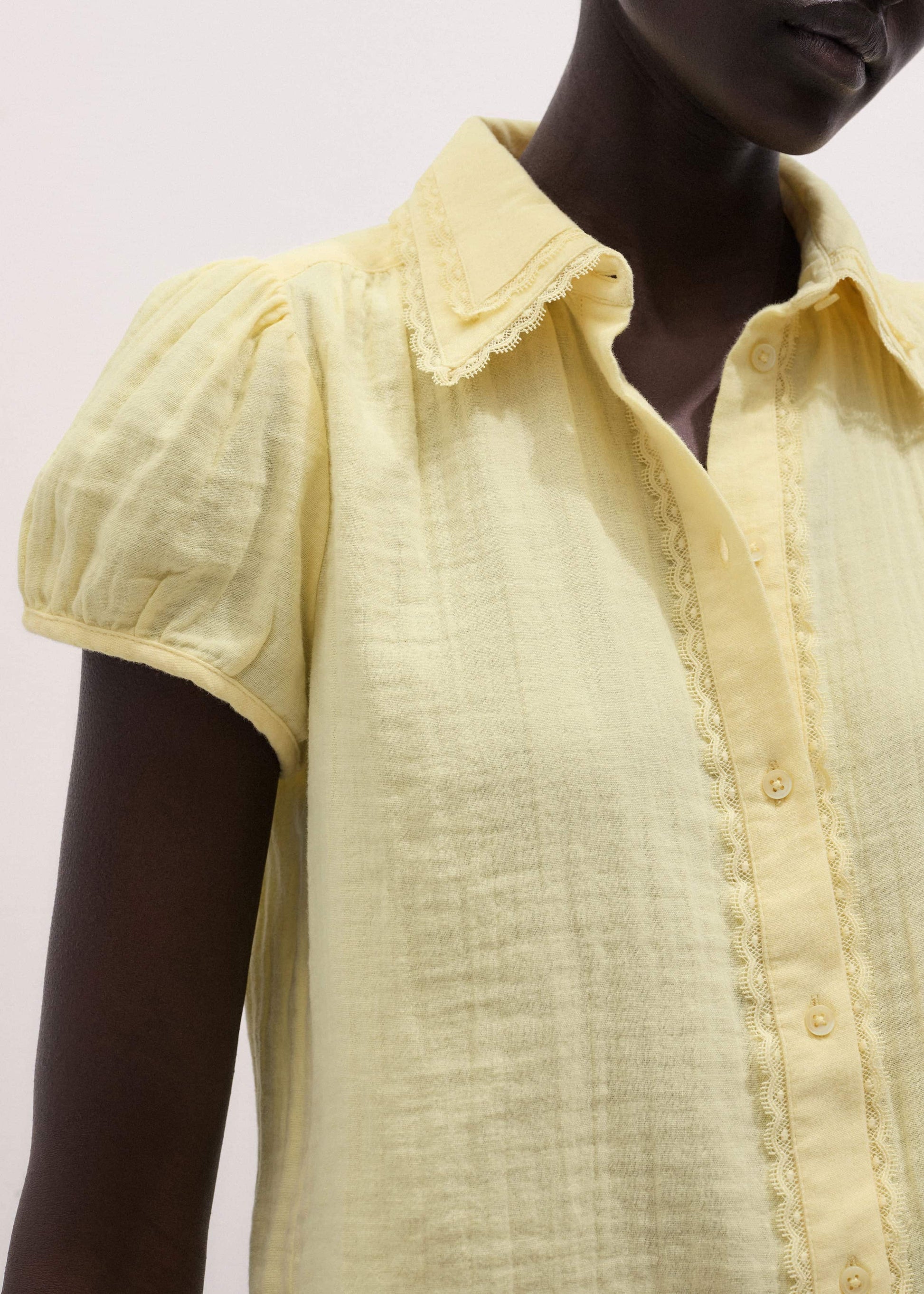 ME and EM Clothing Yellow Cheesecloth Straight Summer Blouse